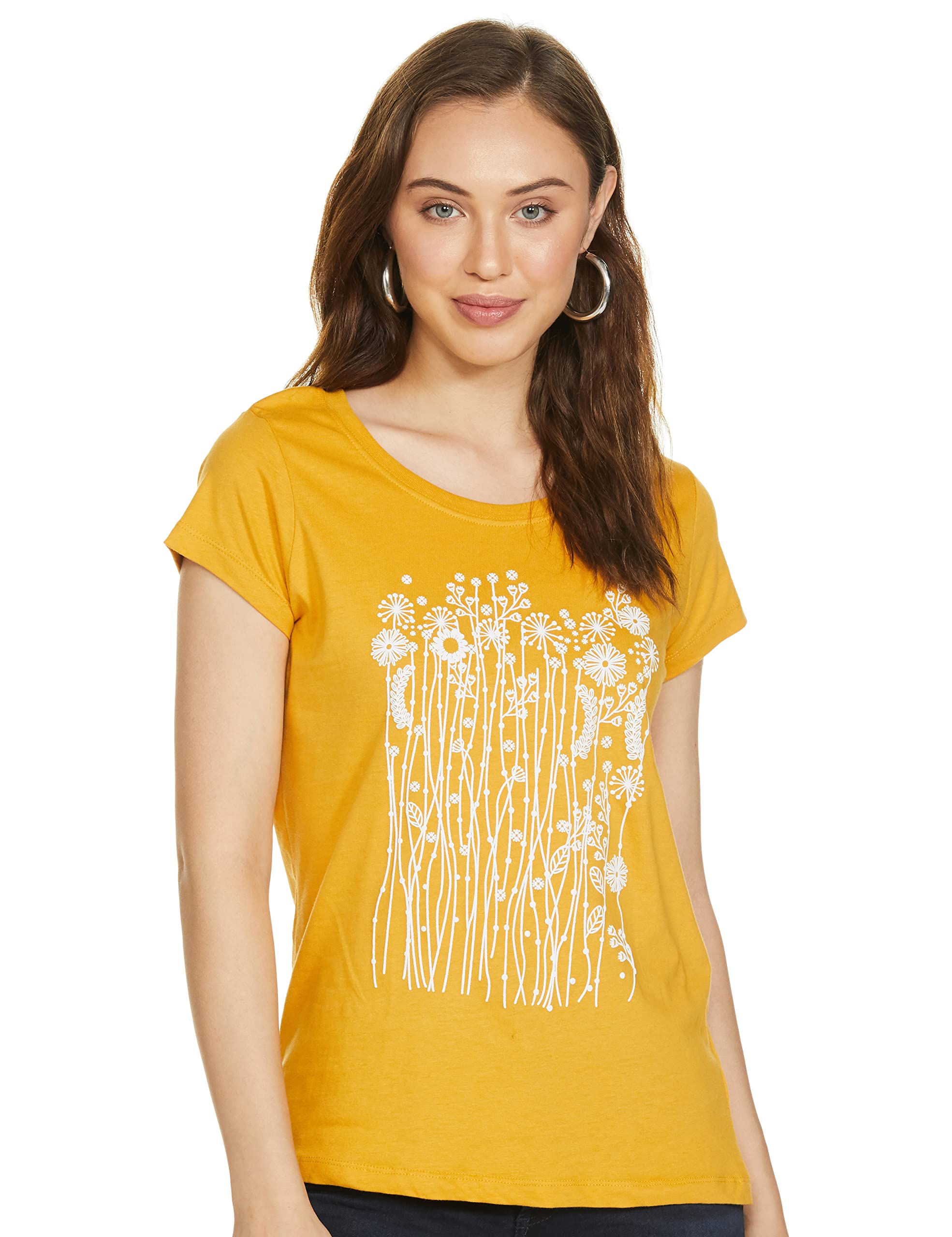 MaxWomen's Printed Round Neck Regular Fit T-Shirt
