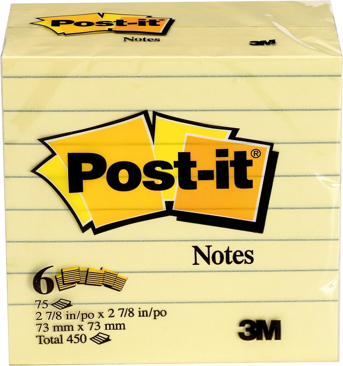 Post-it Notes 3x3 in, 6 Pads, America's’s #1 Favorite Sticky Notes, Canary Yellow, Clean Removal, Recyclable (5444)