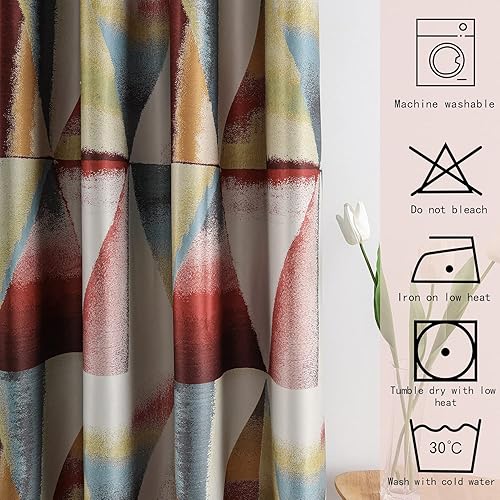 Miniatura 4 de Leeva Cortinas opacas geométricas de 96 pulgadas de largo, con aislamiento térmico, cortinas de oscurecimiento de habitación para sala de estar y