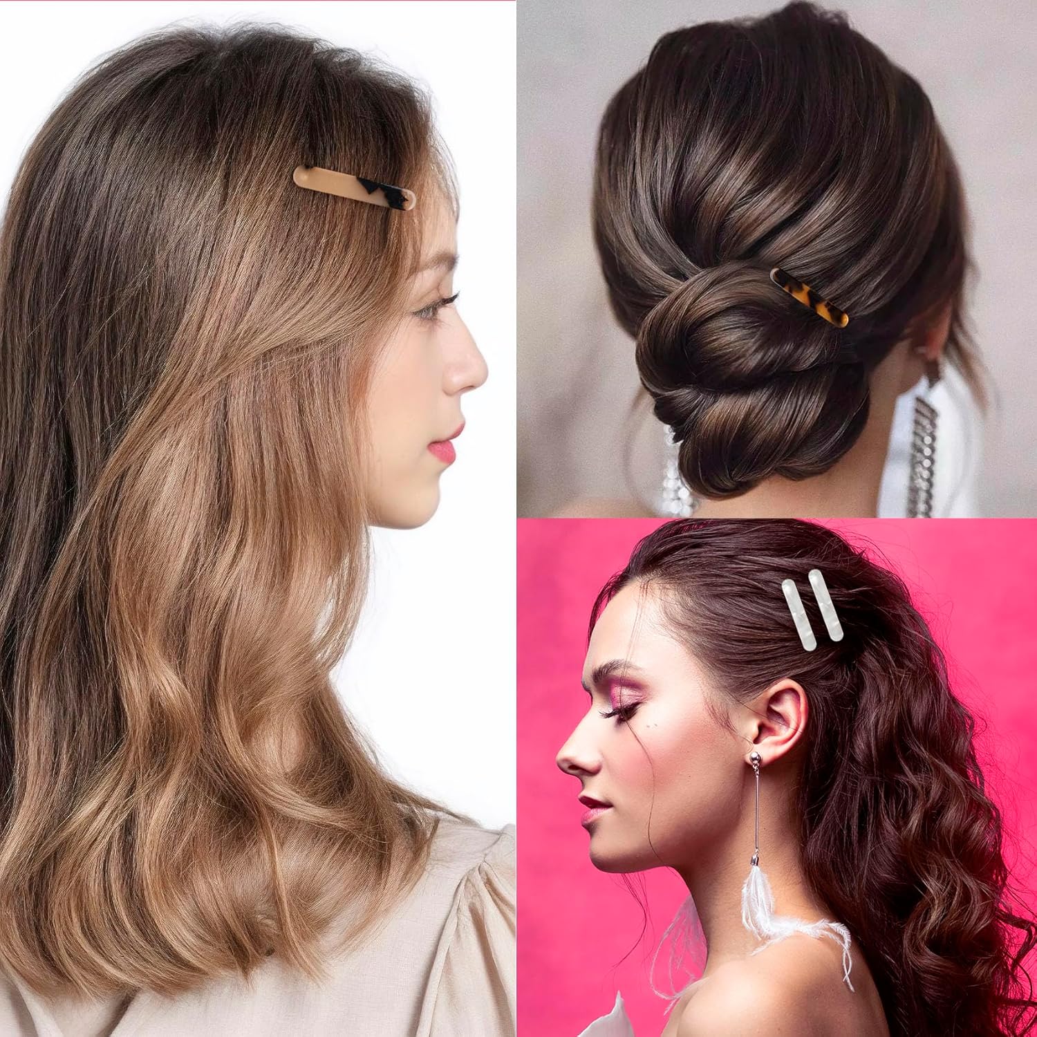 4Pcs French Barrettes Slides Clips for Women Fine Hair 2 Inch Tortoise Shell No-slip Grip Clasp Classic Glossy Acrylic Hair Clips Ponytail Holders for Girls - Image 6