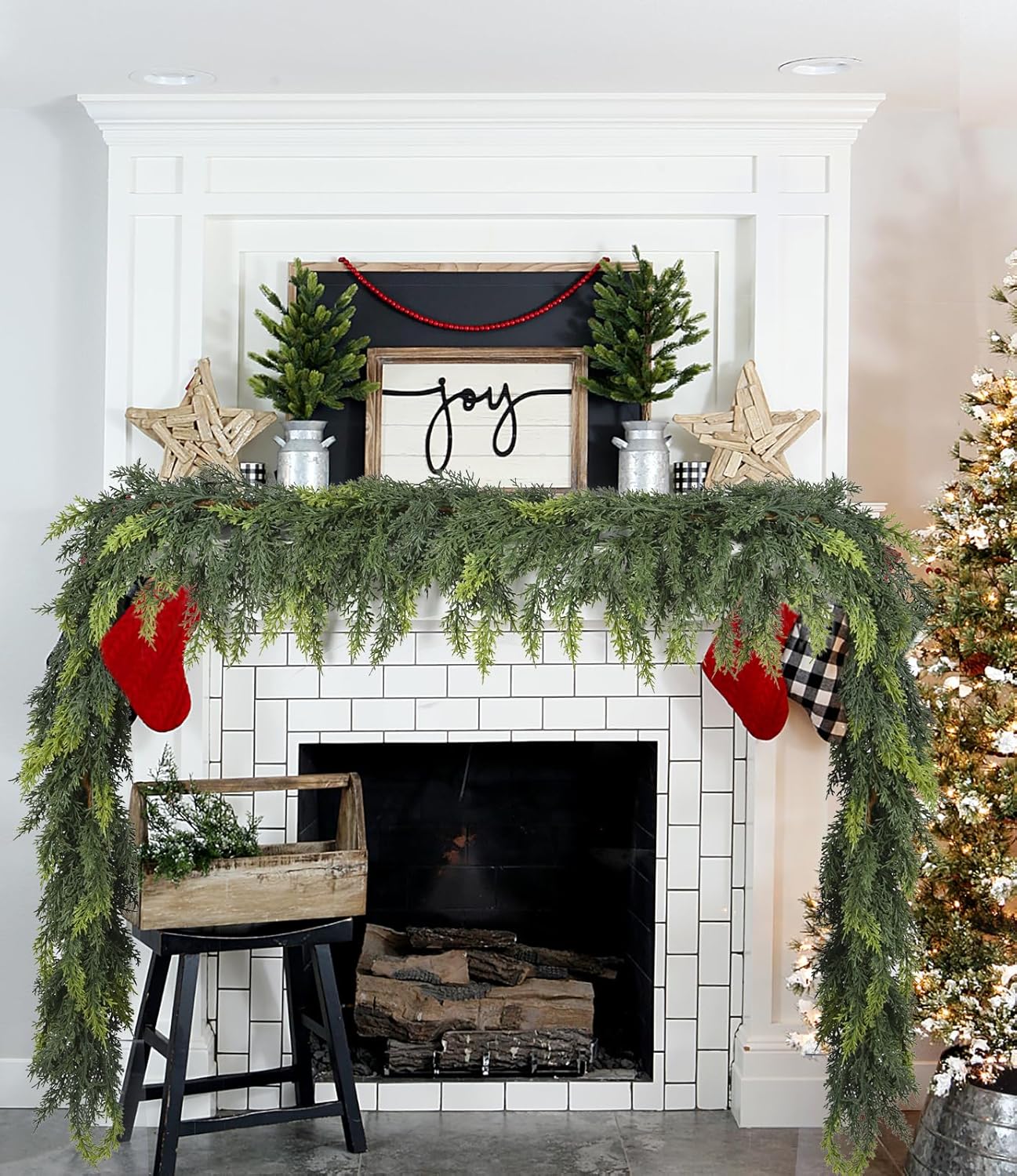 Lvydec Christmas Pine Garland Greenery Decoration, Realistic Cedar Cypress Garland for Holiday Mantel Fireplace Table Centerpiece - Image 5