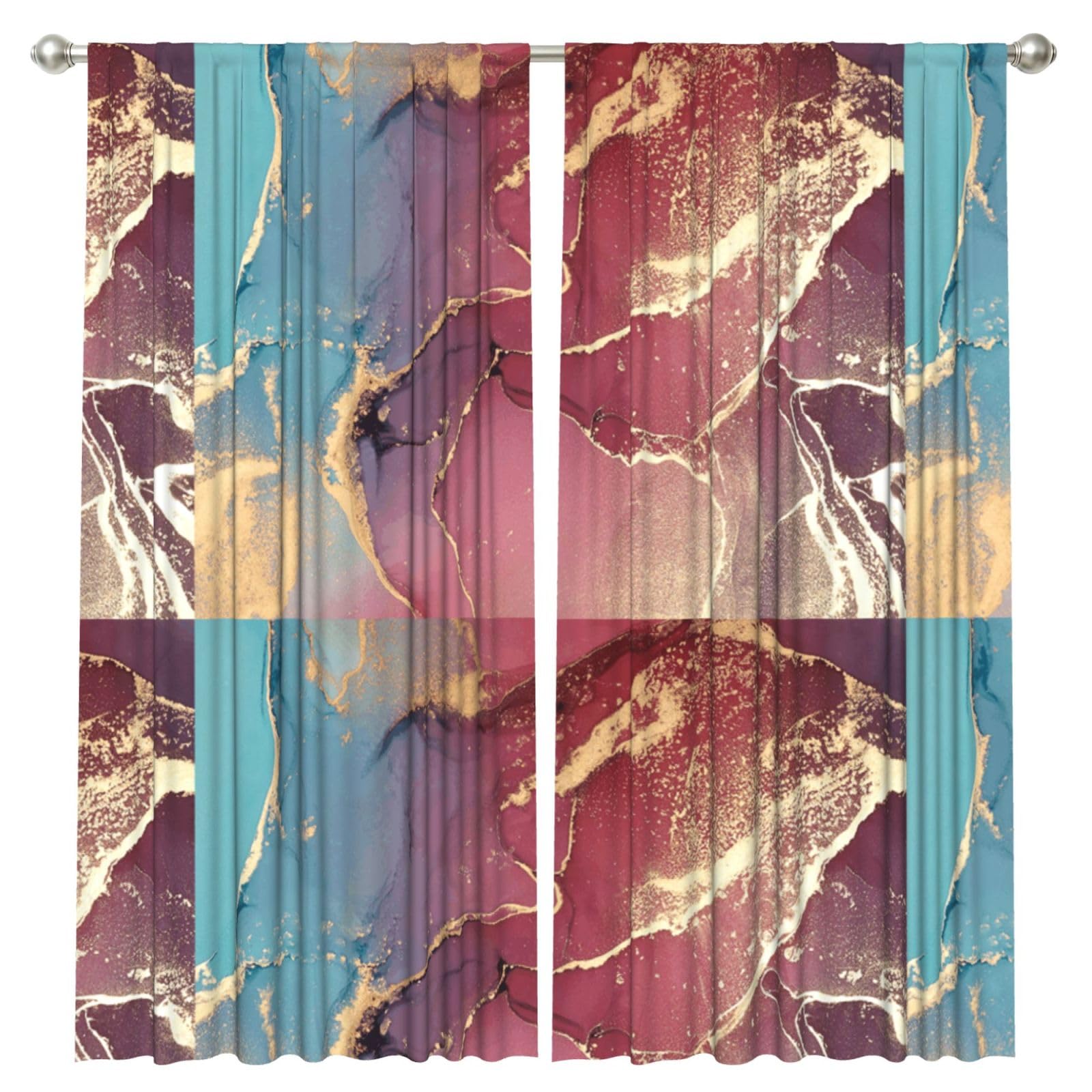 InOmak Marble Texture, 2 Panels Window Curtains 52 x 84 Inch Blackout Curtains for Living Room Bedroom