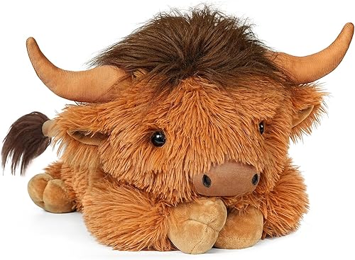 Animales de peluche con peso de vaca de las tierras altas, 4.2 libras de peluche de vaca de las tierras altas con peso para niños y adultos,