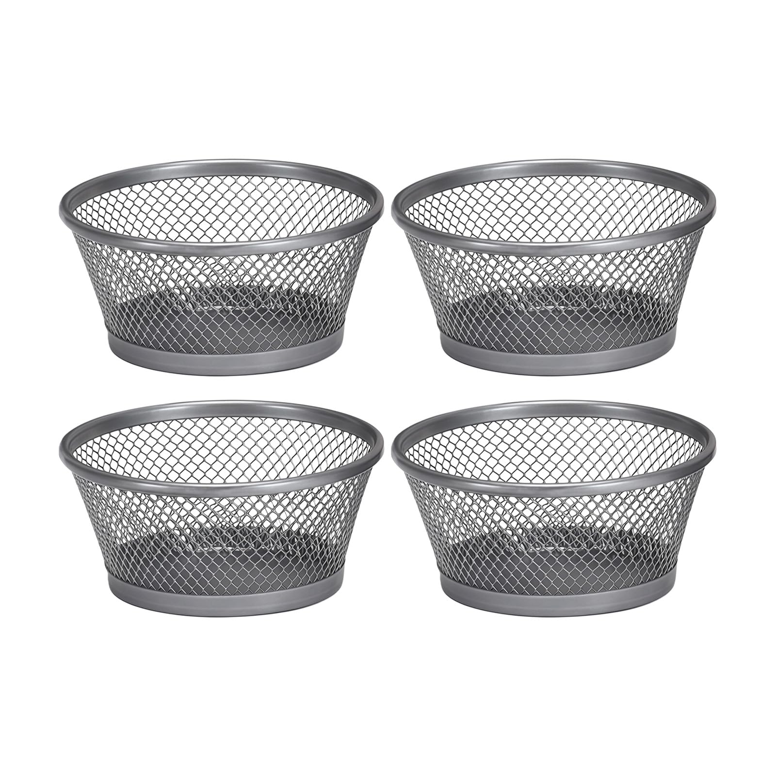Modern Metal Desk Tray for Efficiently Organizing Paper Clips Thumbtacks and Assorted Offices Supplies with Round Shape Open Top Organizers