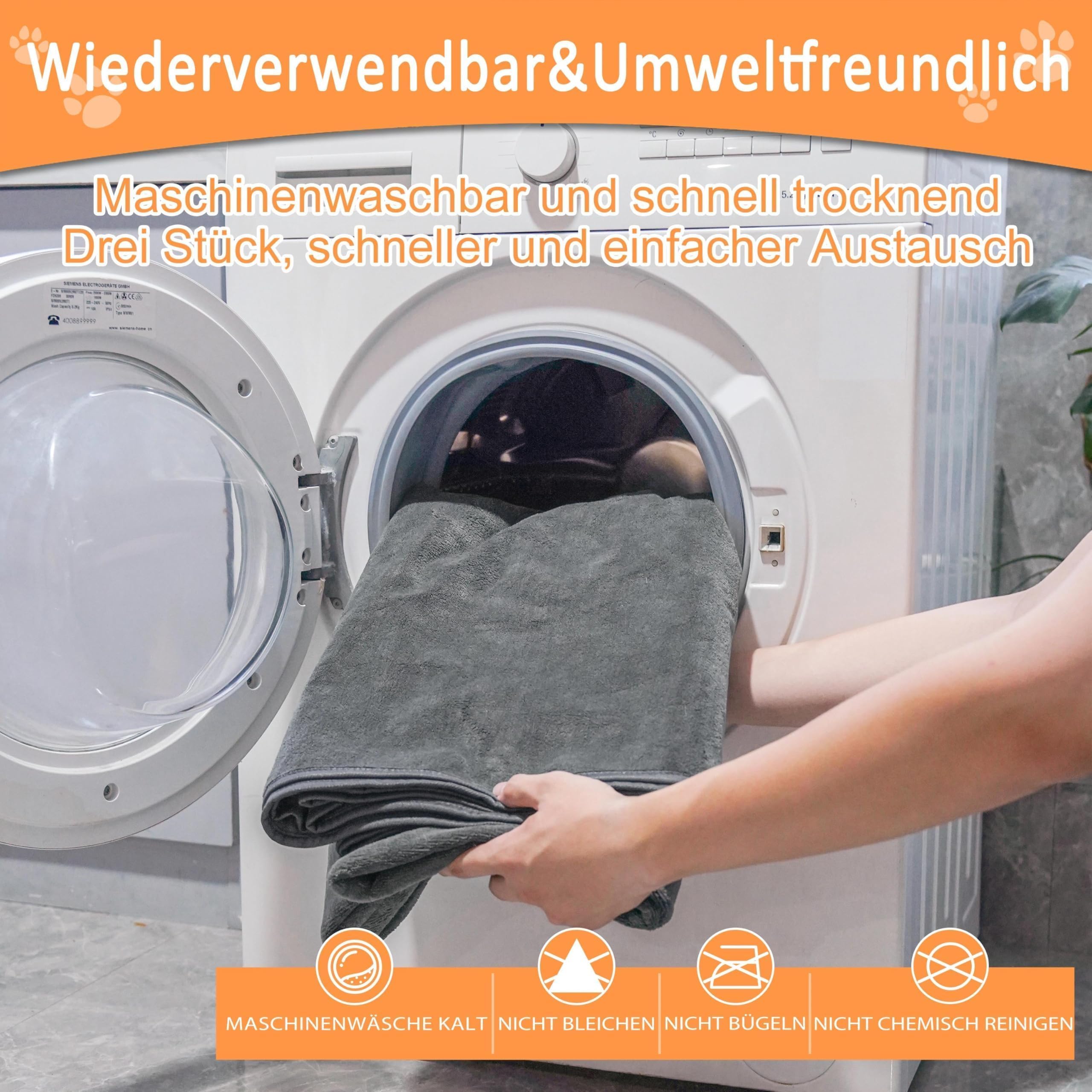 Bunlitent Waschbare Hundepads 165x122 cm 3er Set, Waschbare Haustier-Urinunterlage Schnell Absorbierend, Wasserdicht für Welpen & Inkontinente Hunde, Stubenreinheit & Training, Grau