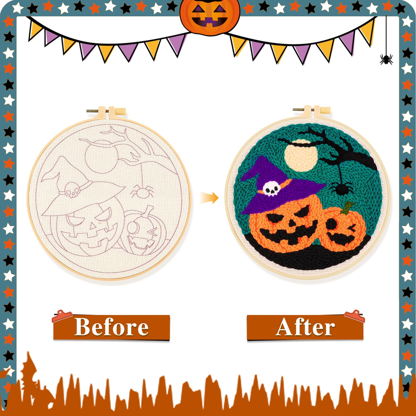Halloween Punch Needle Kit - Beginner Embroidery -5