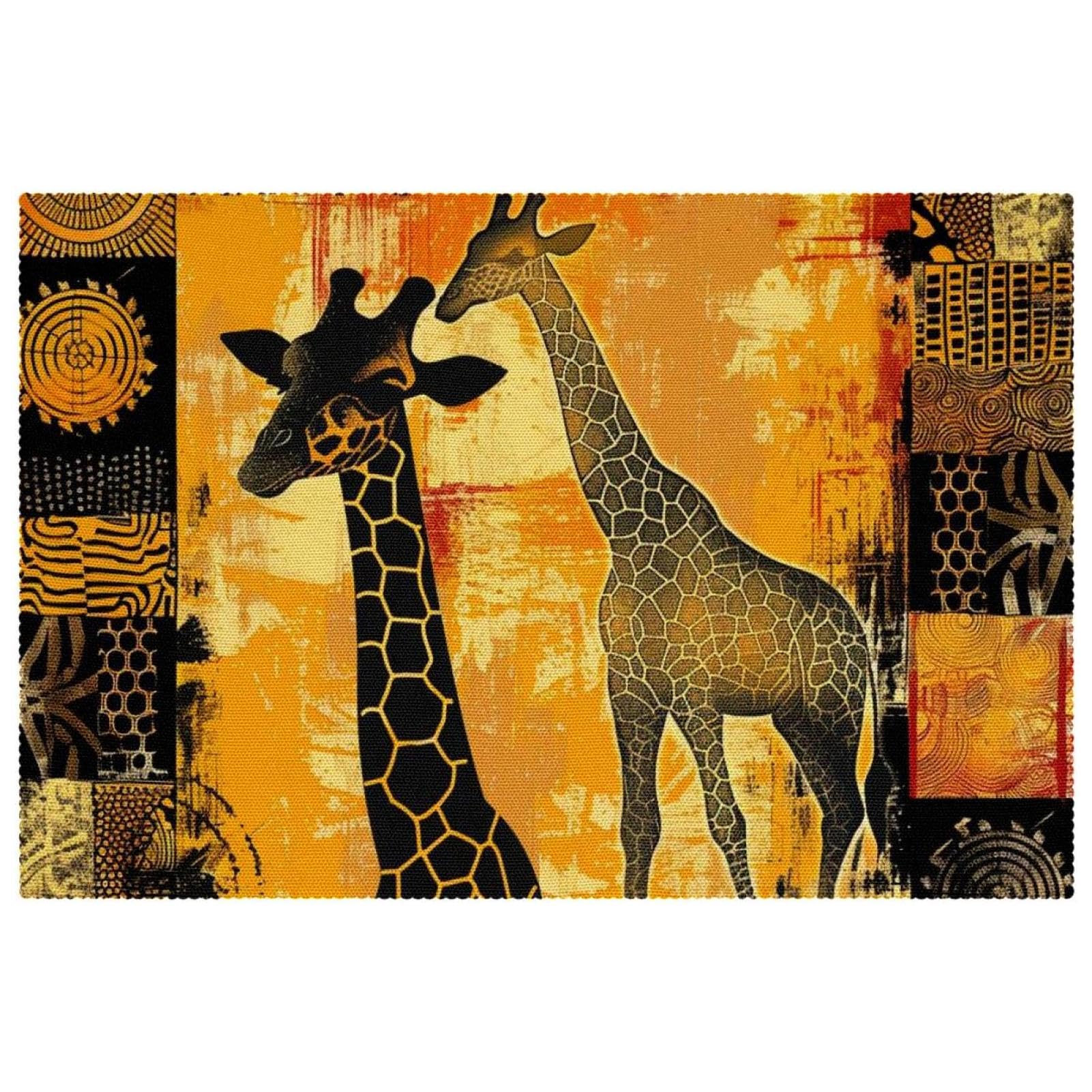 Sets de table motif girafe ethnique haut de gamme résistants et élégants x6