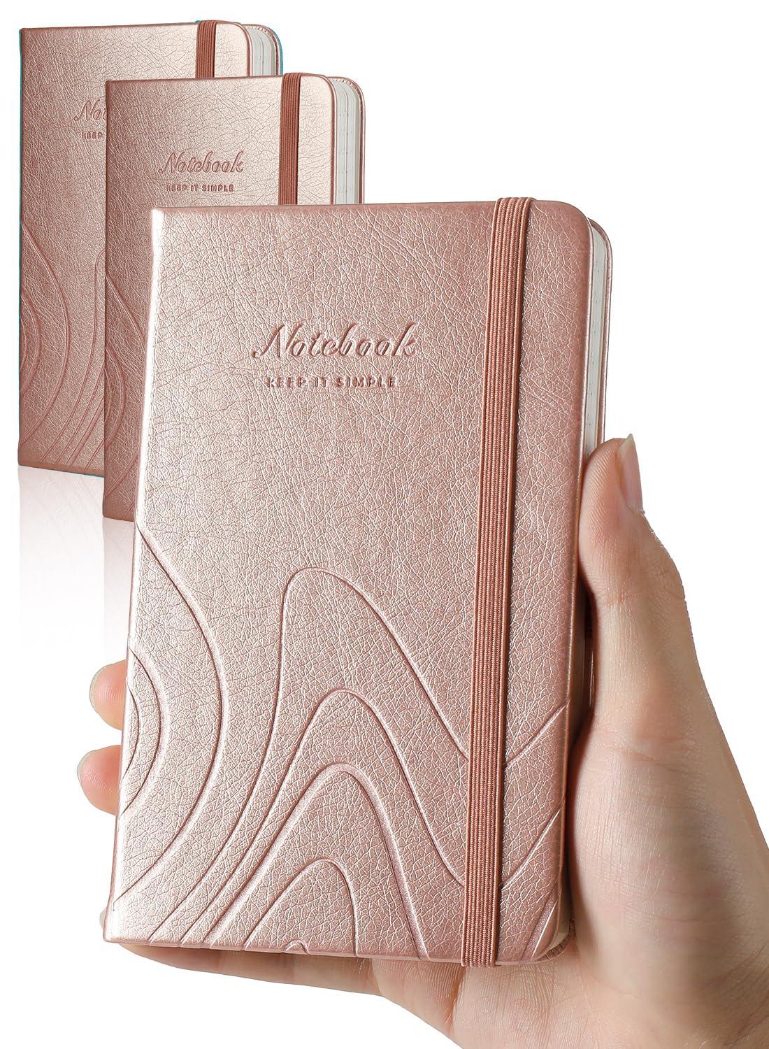 AISBUGUR Pocket Notebook, Small Notebook, 2-Pack Total 320 Pages,3.7" x 5.7" Pocket Notebook (2 Pack, Rose Gold)