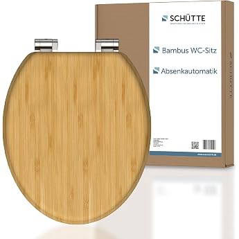SCH TTE Bamboo Toilet Seat with Soft-Close Mechanism Made of Bamboo Sustainable Toilet Lid with 175 kg Load Capacity Toilet Seat with Glasses Toilet Lid for Toilet Wooden Toilet Seat nachhaltiger Toilettendeckel mit 175kg Belastbarkeit Toilettensitz mit Brille Holz Klobrille