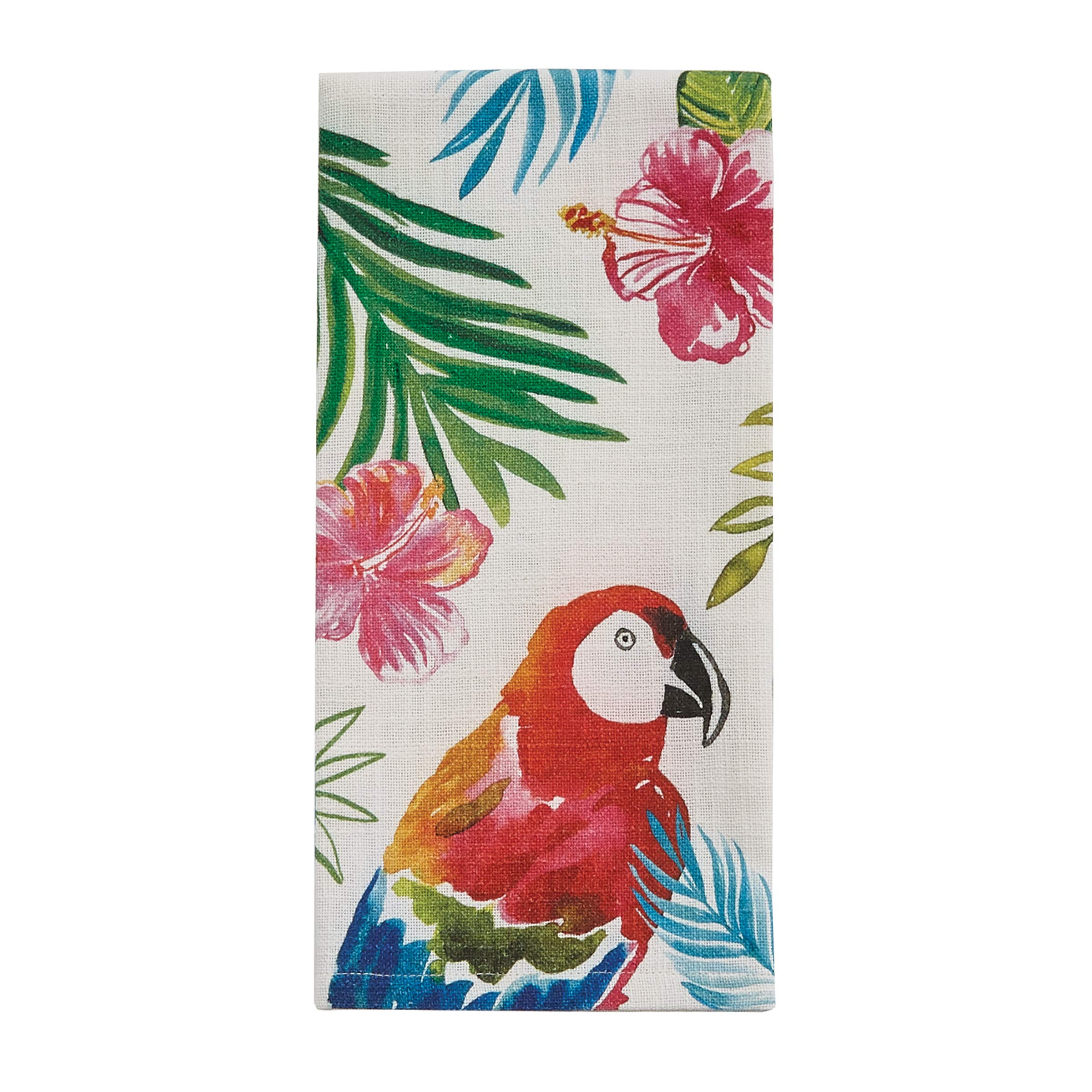 Split P Tropical Paradise Parrot Dishtowel - White