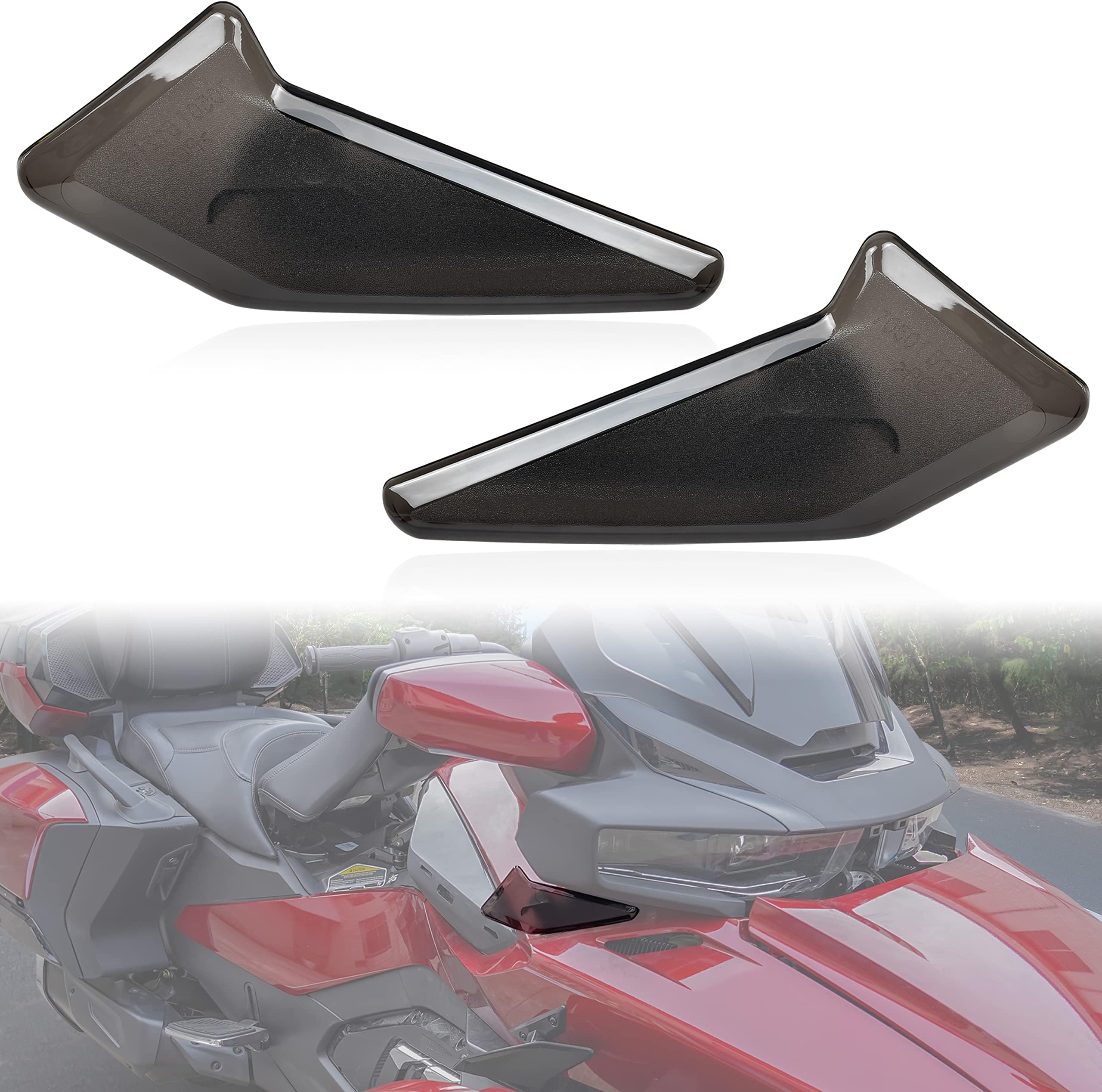 SAUTVS Adjustable Side Air Deflectors for Can Am Spyder RT 20-25, Side Windshields Wind Deflectors Wings Windscreens for Can-Am Spyder RT 2020-2025 Accessories (2PCS, Replace #219401040)