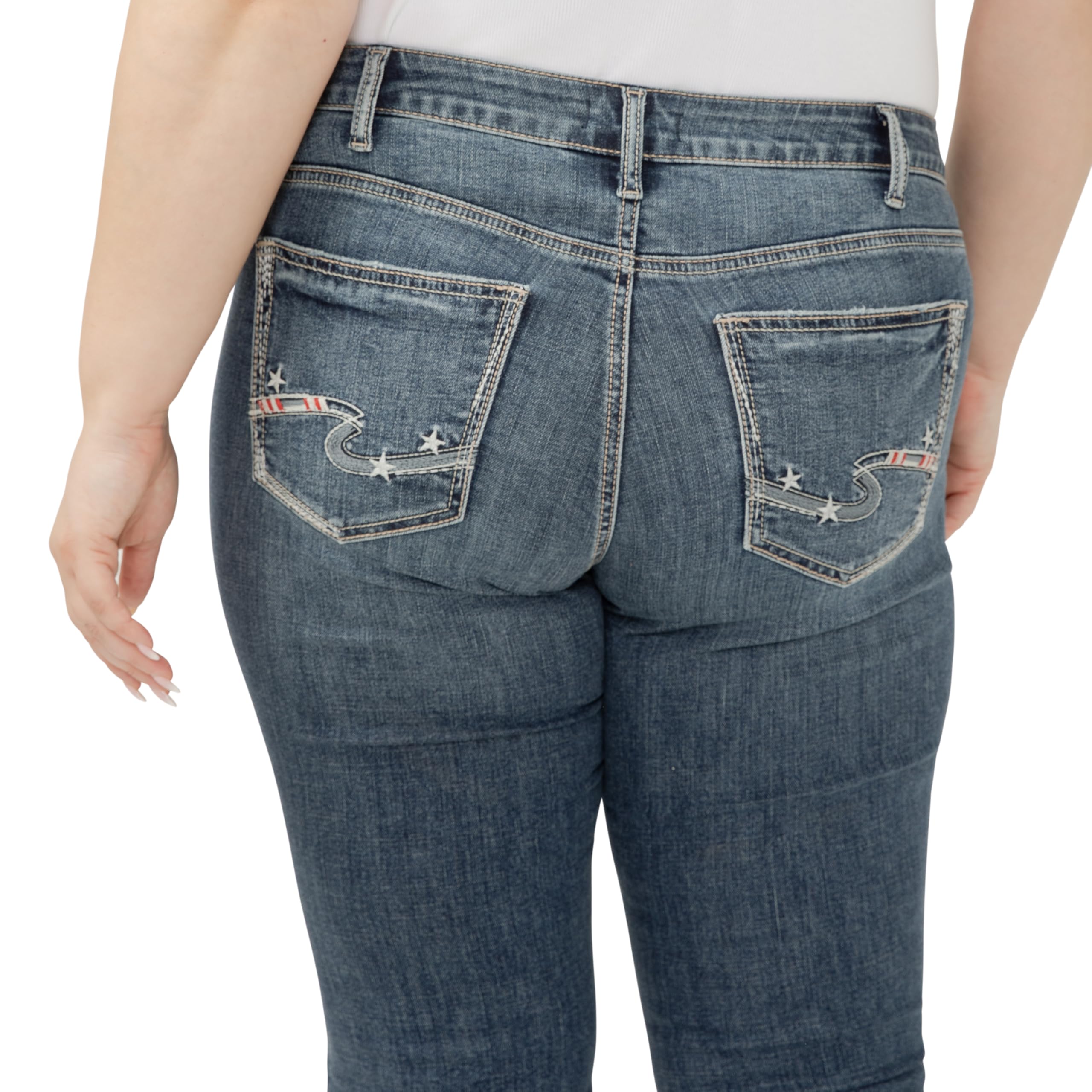 Silver Jeans Co. Plus Size Suki Mid Rise Curvy Fit Kick Flare Leg Jeans, Luxe Stretch Glory, 58 Donna