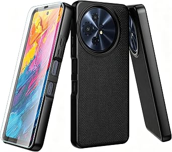 for TCL 60 XE NxtPaper 5G Phone Case with Screen Protector,TCL 60 XE Phone Case Dual Layer Heavy Duty Military Grade Shockproof Corner Cover for TCL 50 XL Black