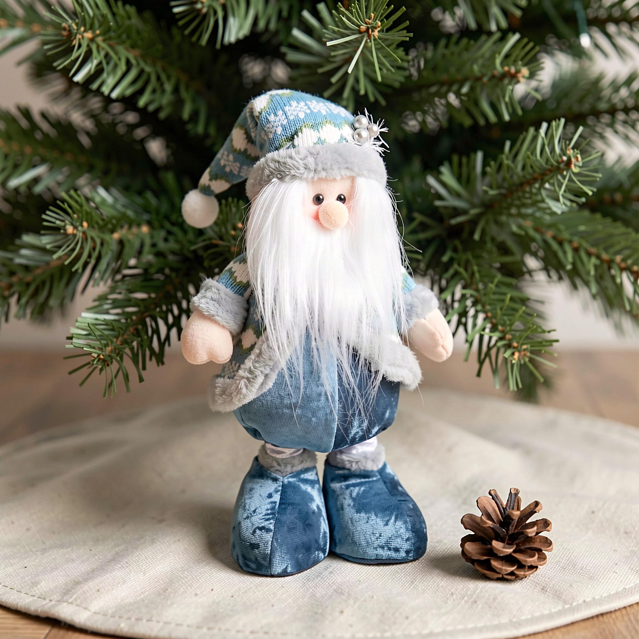 Didiseaon Statuetta di Babbo Natale con gambe retrattili, gnomo di Babbo