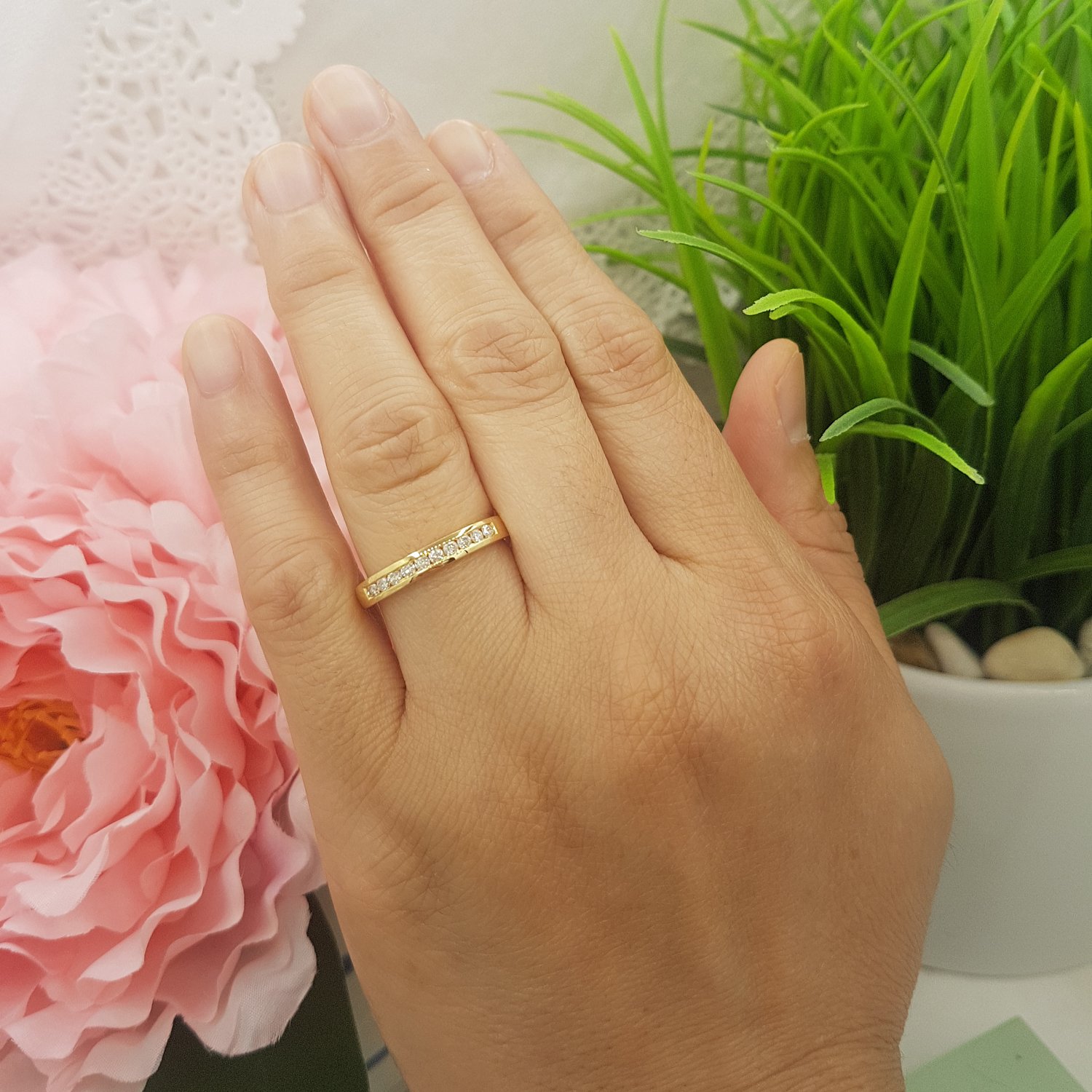 DazzlingRock Collection 10 quilates oro amarillo redonda H-I Diamante cultivado en laboratorio