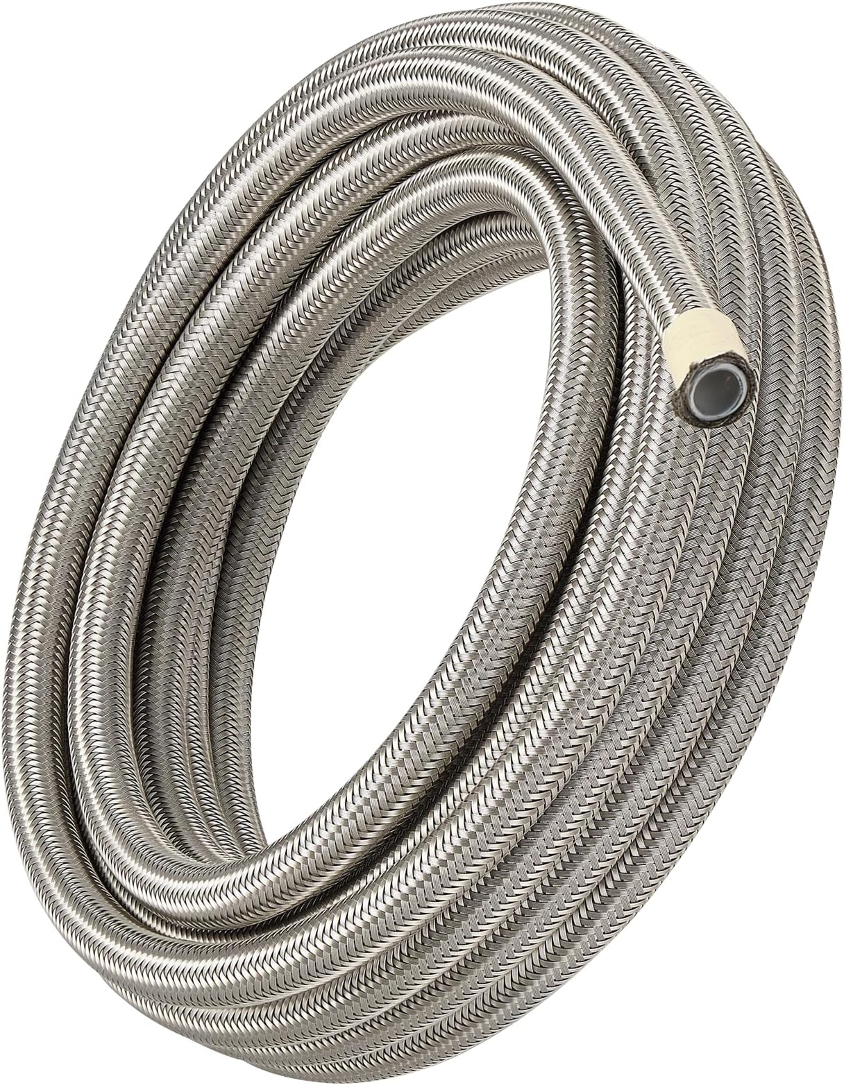 EVIL ENERGY 6AN PTFE Fuel Hose Line, AN6 Fuel Line E85 Stainless Steel Fuel Line Braided 10FT Silver