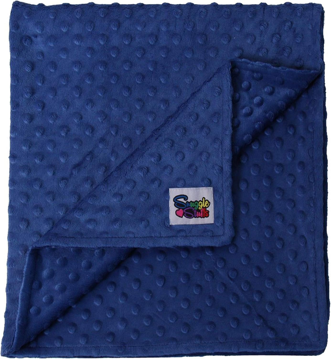 Reversible Unisex Children's Soft Baby Blanket Minky Dot (Navy/Navy)