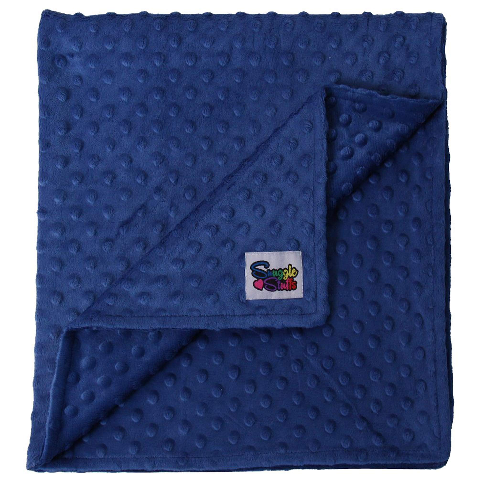 Reversible Unisex Children's Soft Baby Blanket Minky Dot (Navy/Navy)