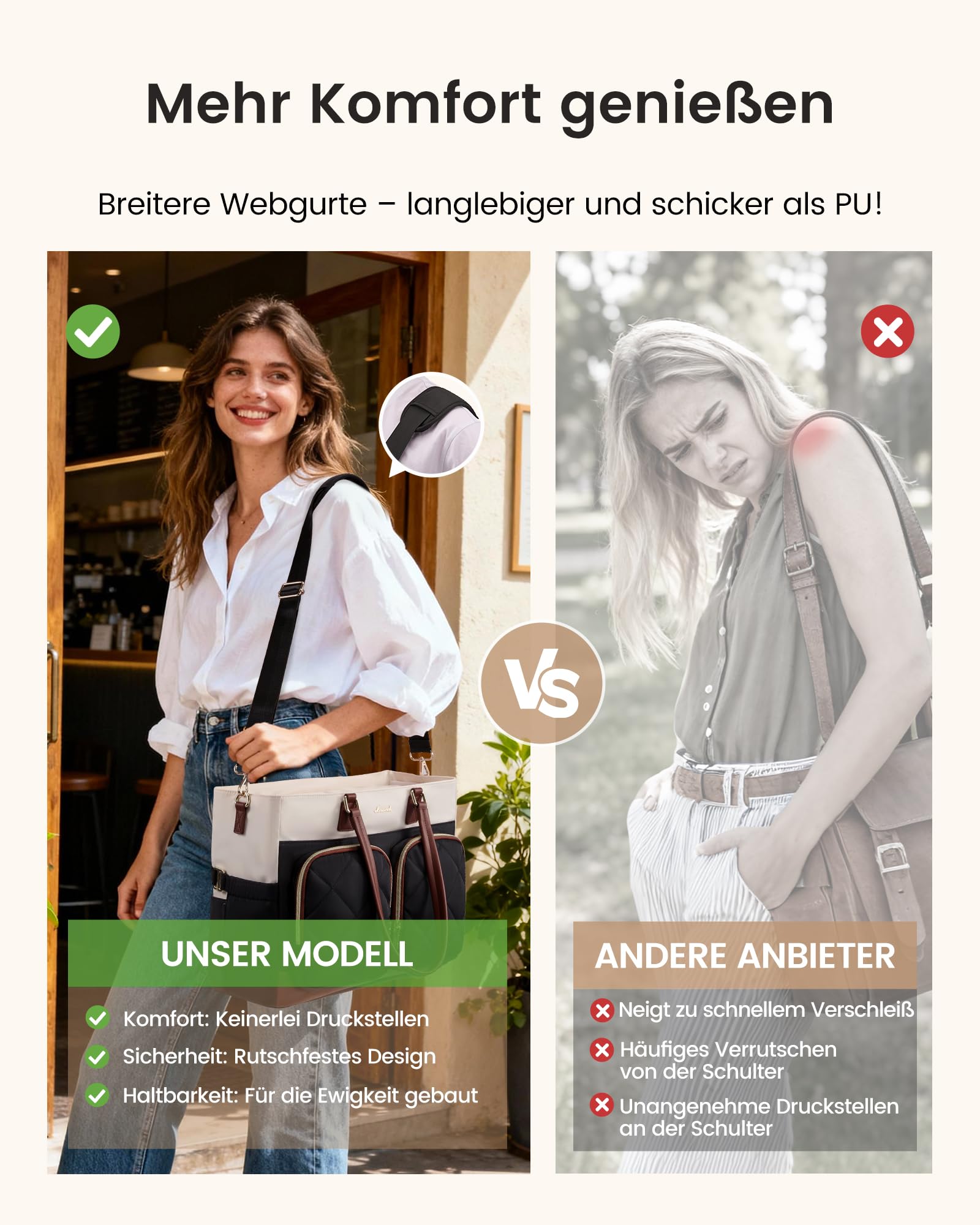 LOVEVOOK Elegancka torebka damska, duża, z izolowaną kieszenią chłodzącą, torba robocza, torba na laptopa o przekątnej ekranu 15,6", z wieloma przegródkami, torba nauczycielska, aktówka, torba na