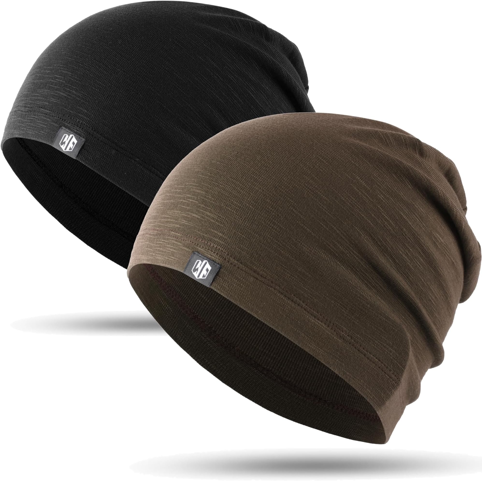 2-Pack Slouchy Beanie Skull Cap for Men, Moisture-Wicking & Lightweight for Running Workout Daily Casual & Summer