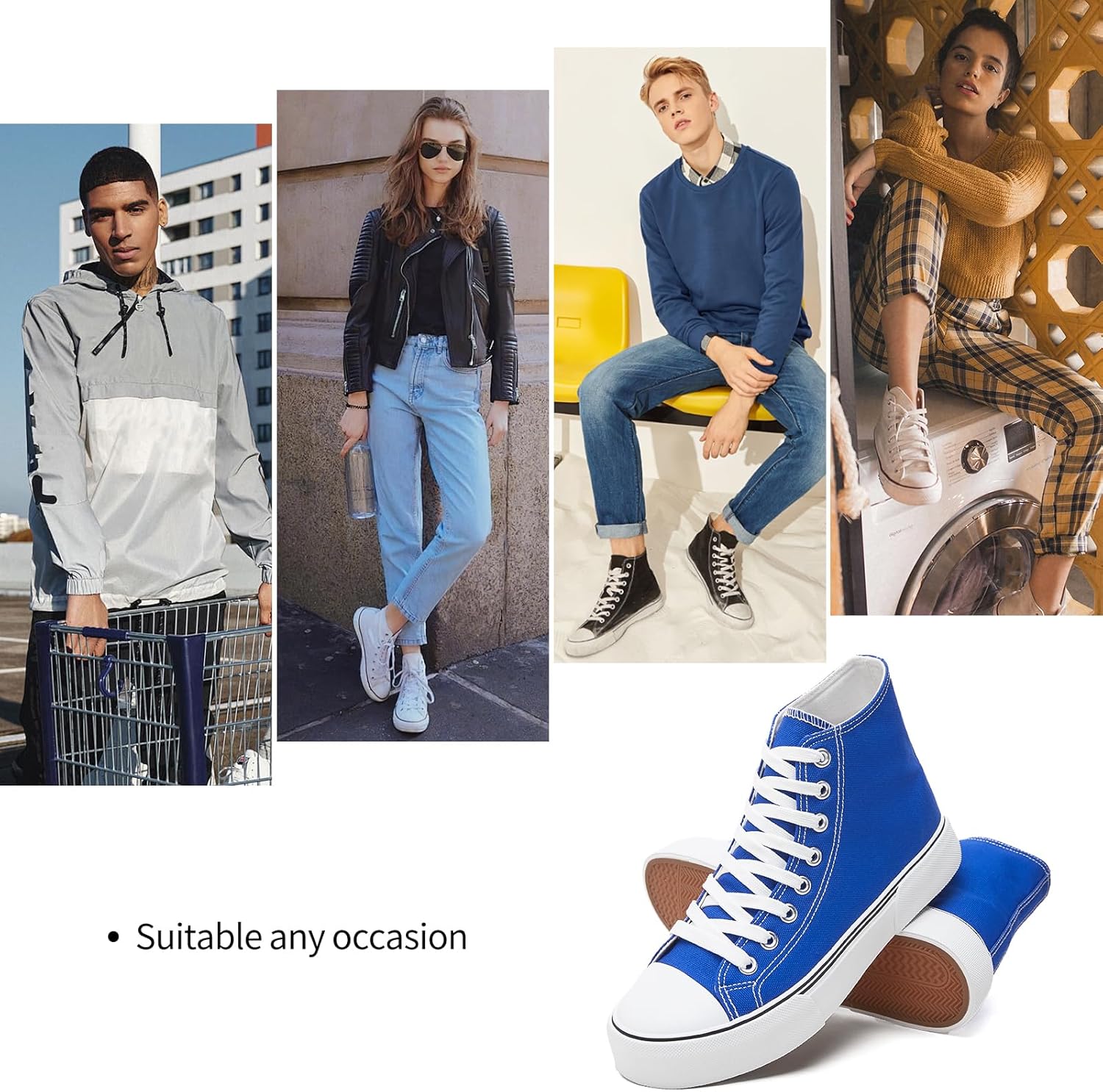 hash bubbie High Top Sneakers for Women Classic High Tops Canvas Shoes Lace up Women's Fashion Sneaker - Image 4