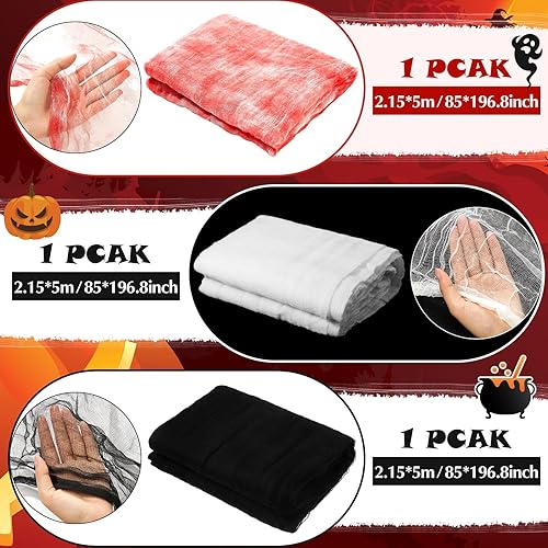Miniatura 143 de Boao Paño de queso de Halloween para manualidades, tela de gasa de muselina de algodón grande para fiesta de Halloween, decoración de fiesta