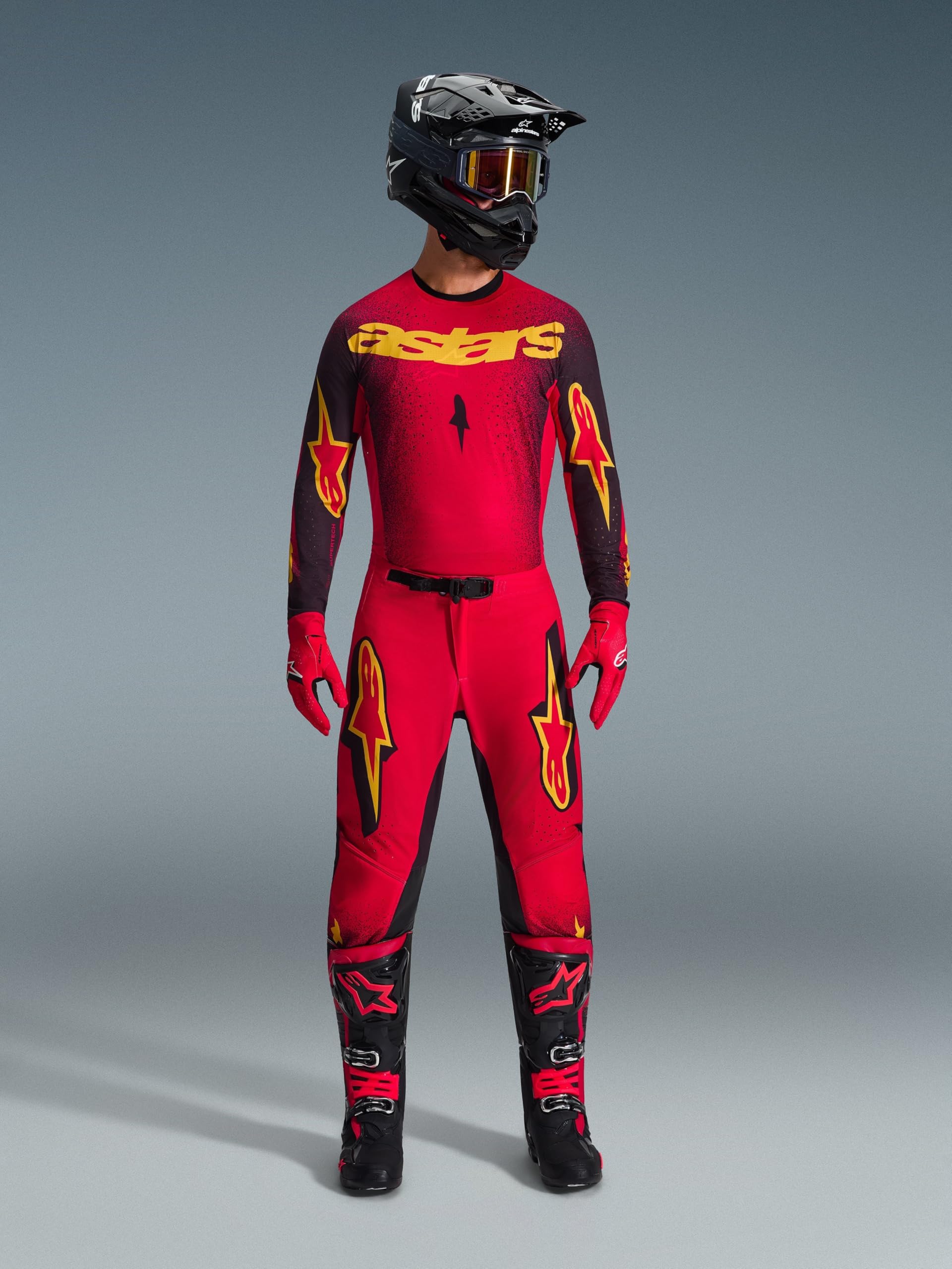 Alpinestars Supertech Scenz Maglia da motocross, nero rosso giallo, XL