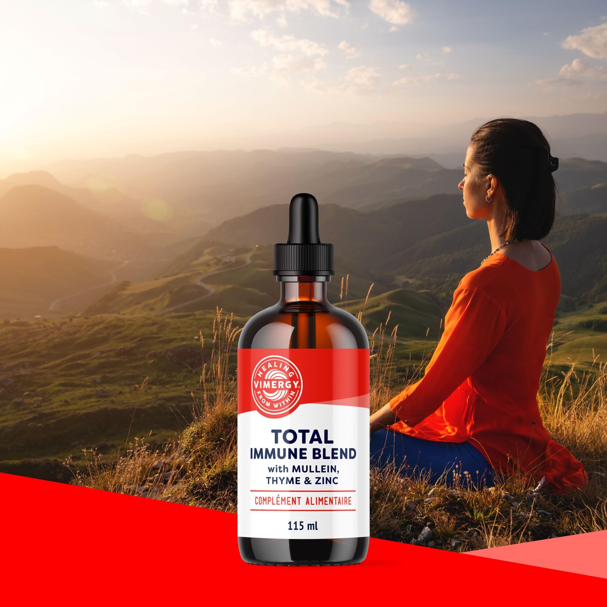 Vimergy Total Immune Blend – Complément Défense Immunitaire à Absorption Rapide – Gouttes Toutes Saisons avec du Zinc, du Thym et de la Molène – Sans OGM, Végétalien, 57 Portions (115 ml)