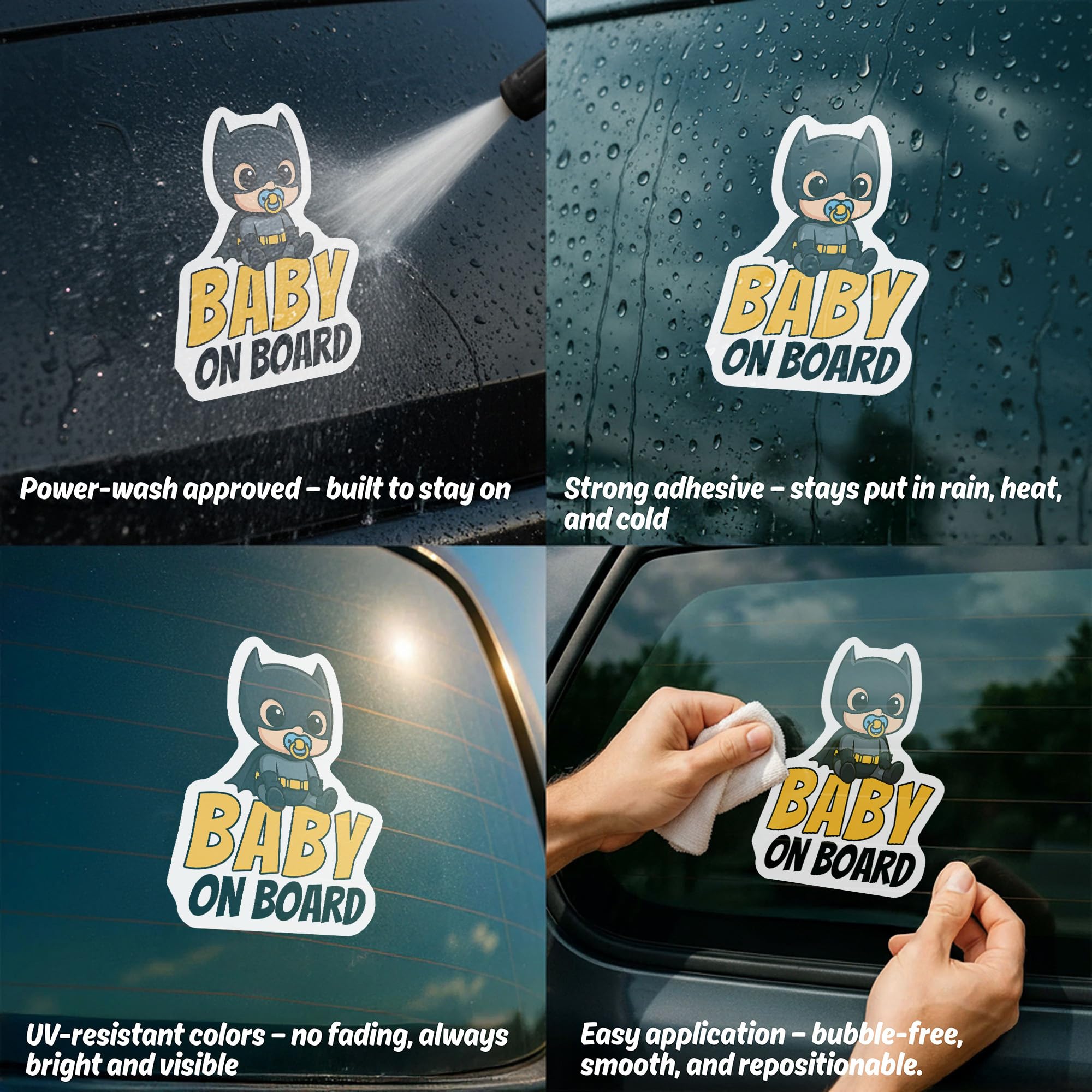 Baby on Board Sign for Car Little Hero, High Visibility Window Sticker Badge, Easy Apply & Remove, Universal Safety Sign - Image 4