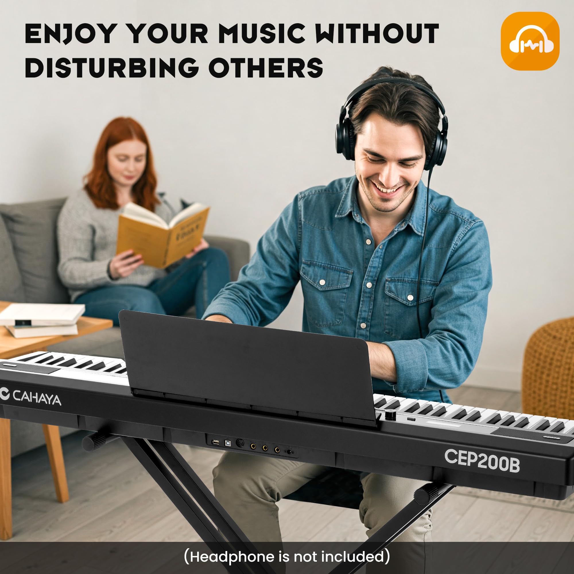 CAHAYA Pianoforte Digitale a 88 Tasti – Piano Elettrico Semipesato per Principianti con Supporto a Doppia X, 3 Pedali e Leggio