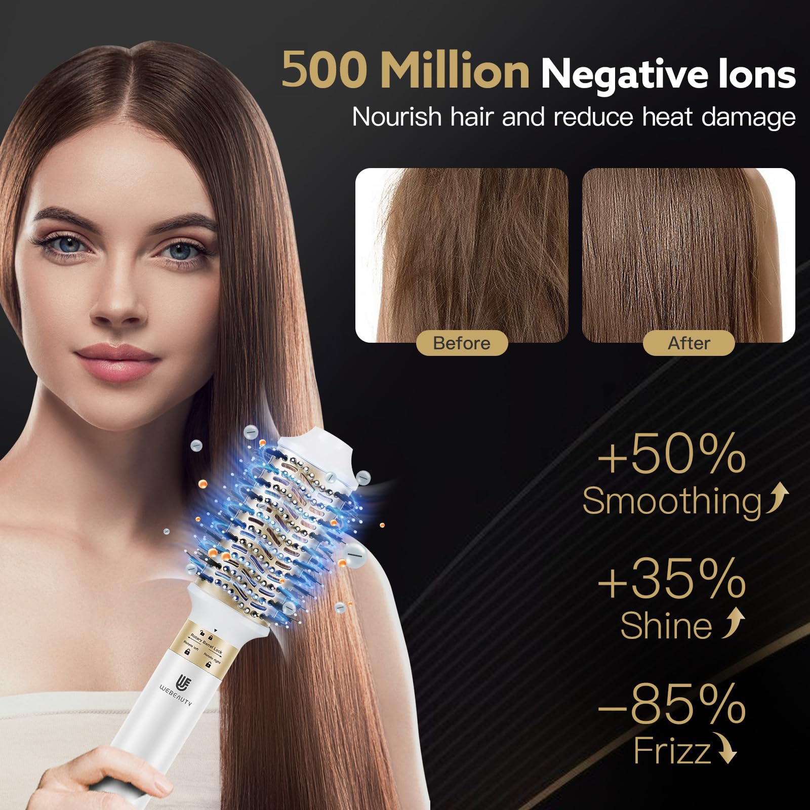 webeauty 6in1 Secador Pelo Set, Moldeador de Pelo,110000 RPM, 30M/S | 1400W Hair Dryer de Alta Velocidad,500 Millones de Iones Secador de Pelo con Cepillo Secador de Pelo y Air Rizador