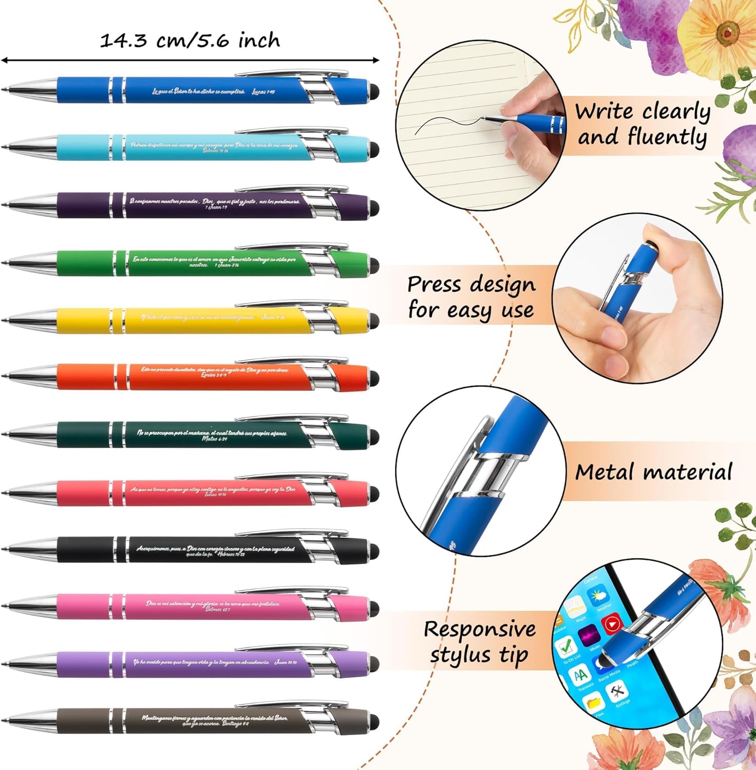 ANGOLIO Christmas Winter Gifts 72Pcs Regalos Cristianos En Español Christian Spanish Gifts Bulk Include Spanish Bible Notebook Ballpoint Pens Organza Bags Church Supplies for Teacher Students Kids - Image 3