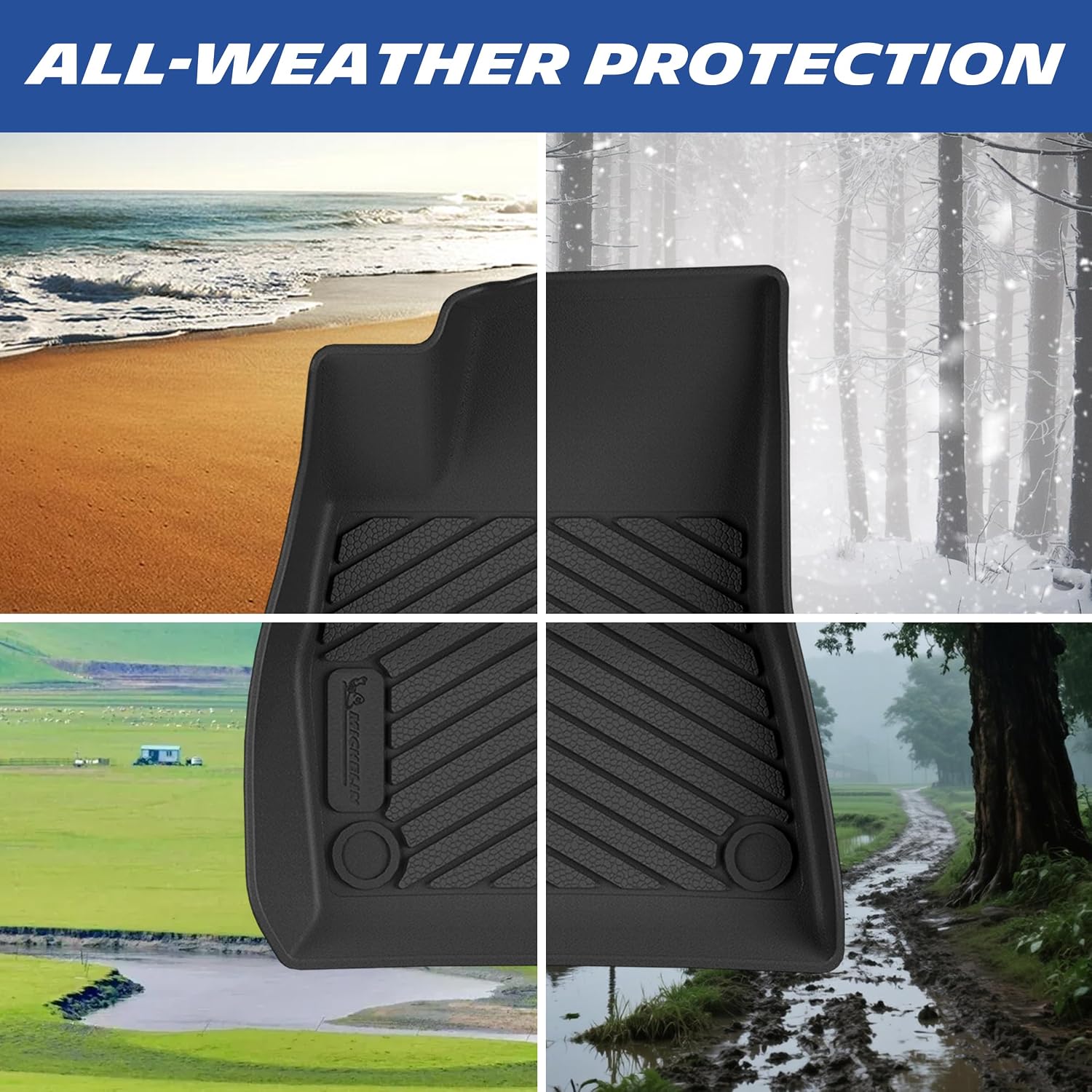 Michelin Vehicle Mat, All-Weather TPE Custom Fit Liner for Tesla Model 3 Floor Mats 2017-2023(3 Piece), Premier