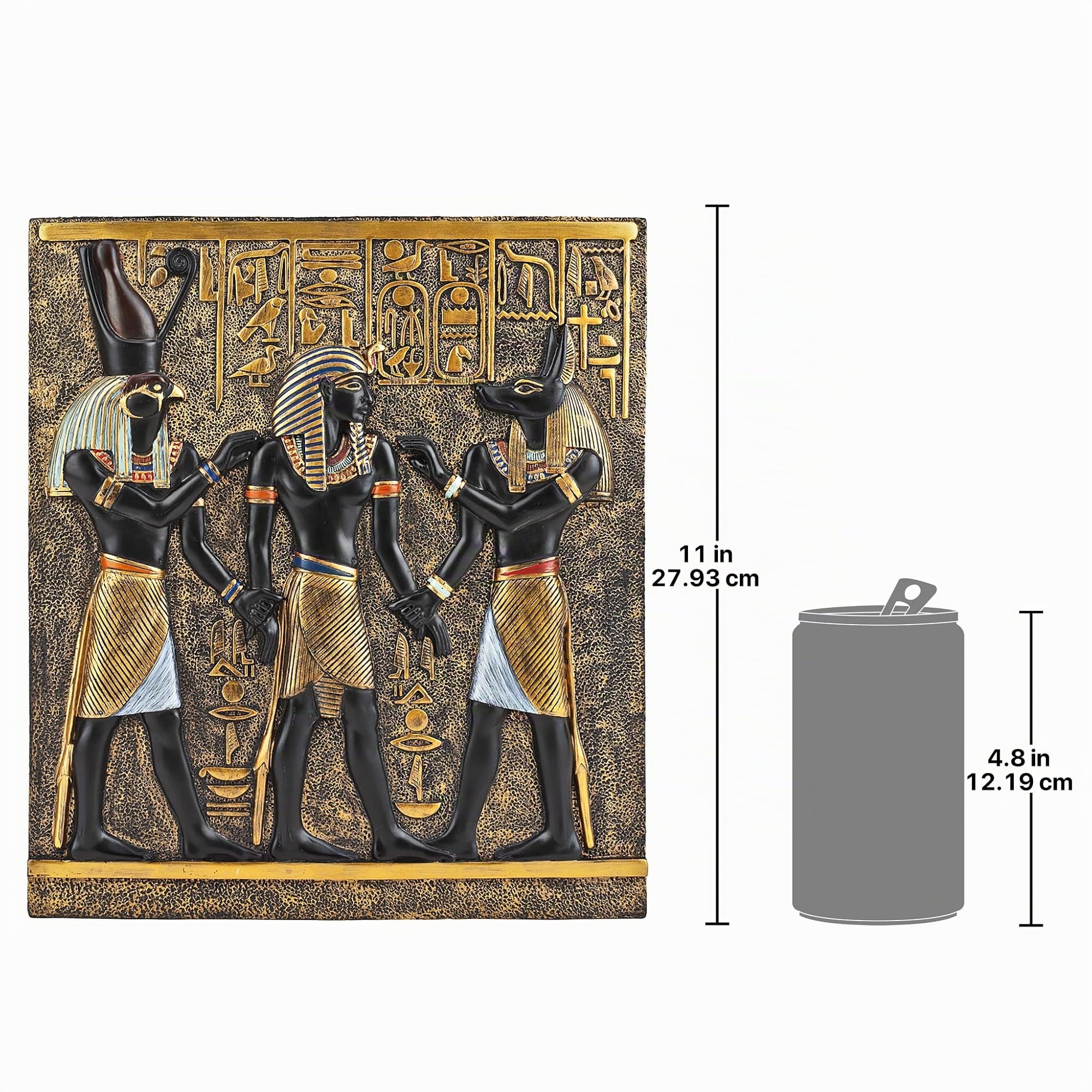 Design Toscano QL136311 Fregio Murale Ramses i tra Horus e Anubi, Multicolore