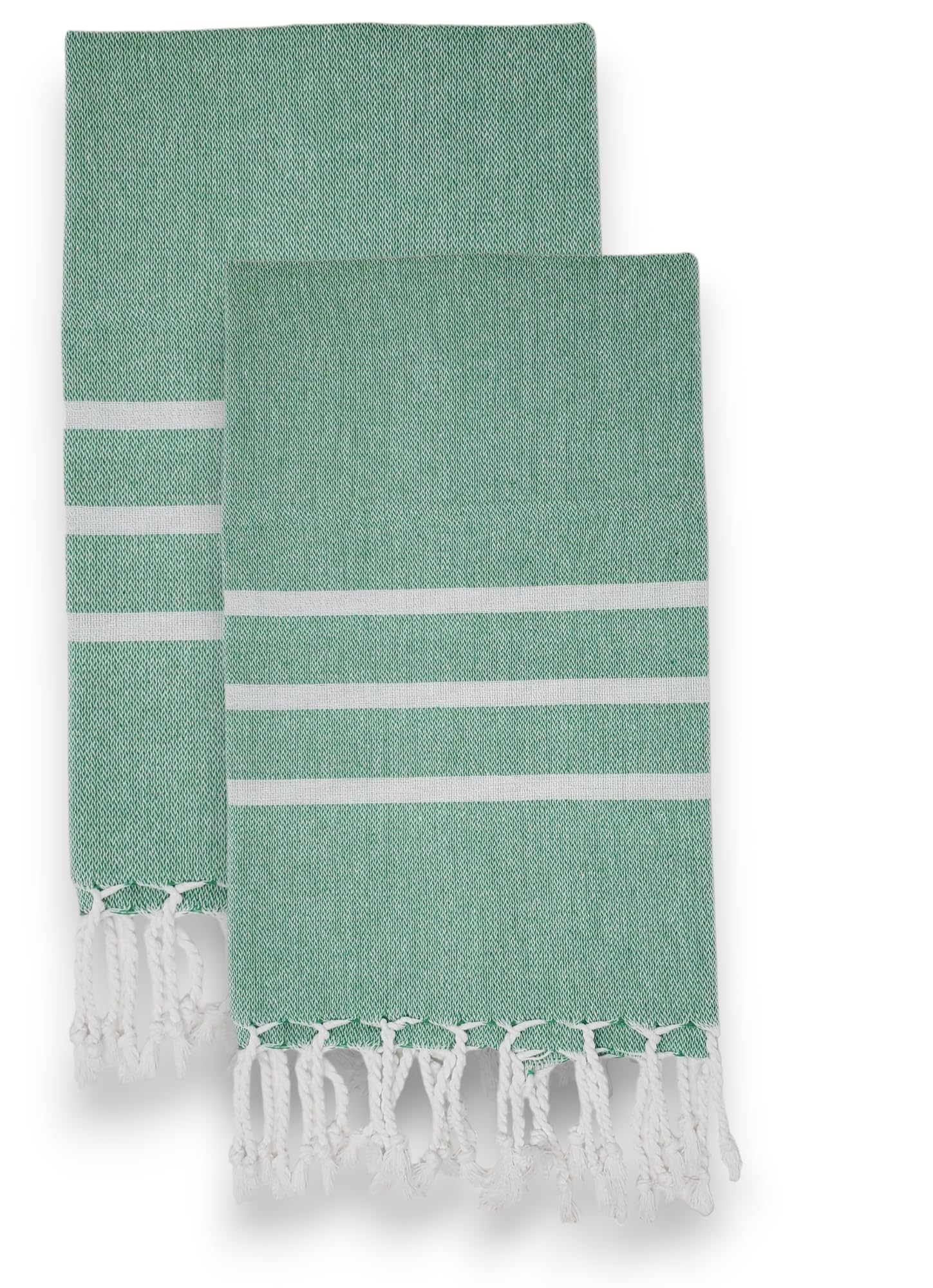 Turkish Hand Towels - 100% Cotton, 18 x 40 inches - Decorative Kitchen and Bathroom Hand Towels- Set of 2 - (Mint Green- White)