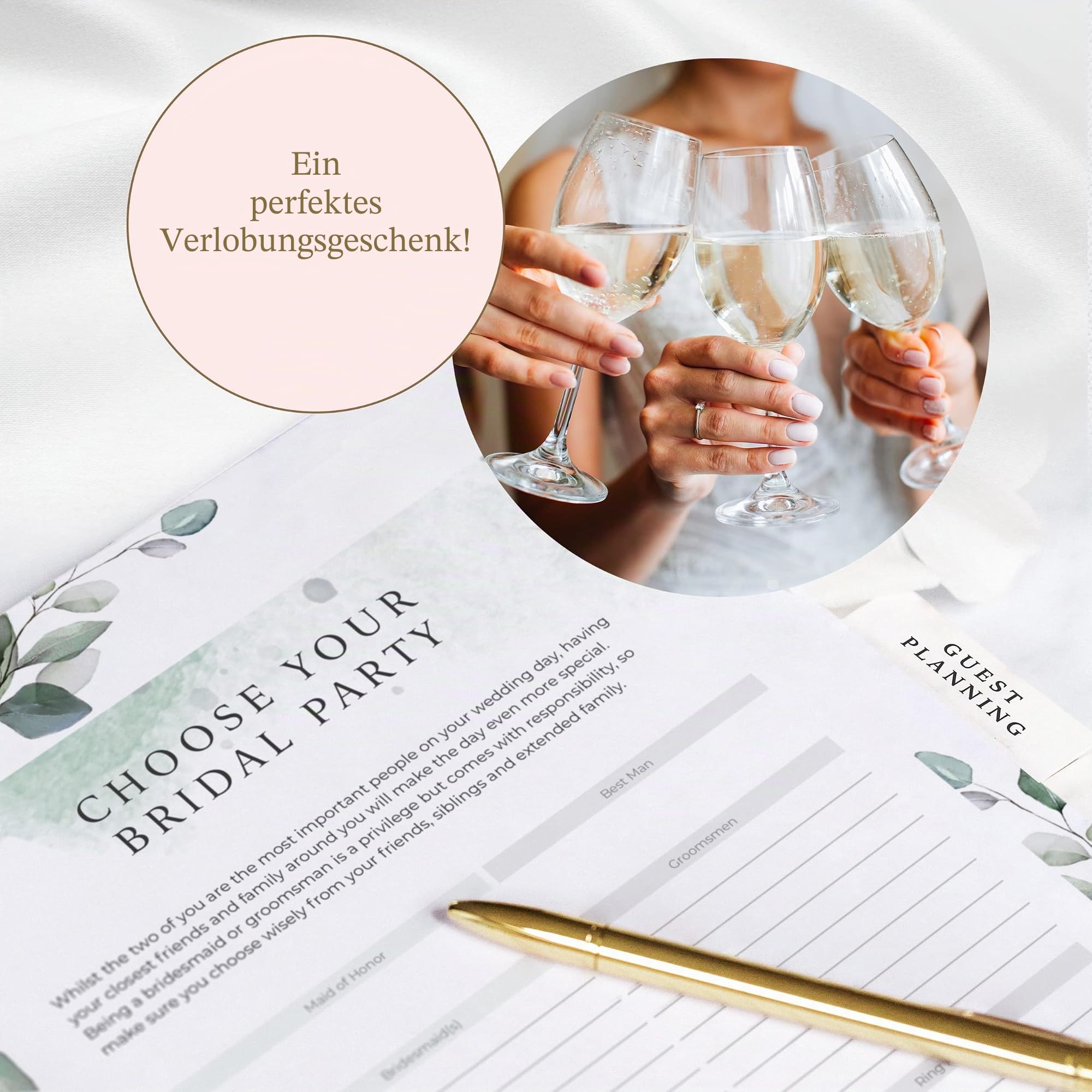 Hochzeitsplaner & Organizer – Floral Gold Edition – Tagebuch Verlobungsgeschenk Buch & Kalender