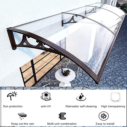 Miniatura 2 de KDDEON Toldo para puerta de jardín con sombra y silencioso, toldo para puerta, patio, puerta delantera, protección contra la lluvia, protección