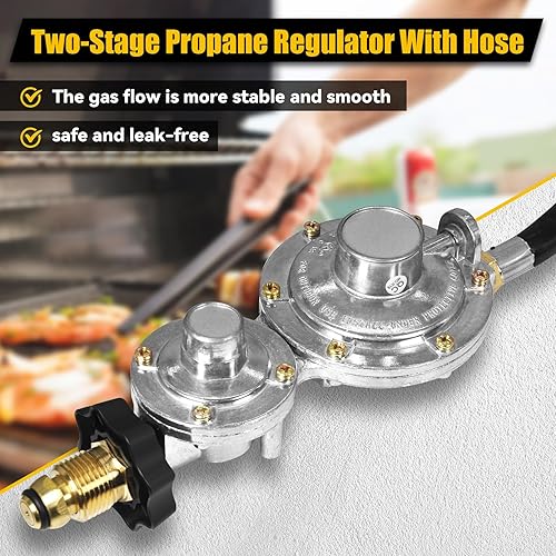 Miniatura 4 de Manguera de propano F273684 de 12 pies compatible con calentador Mr F273684 Buddy Heater F27368 manguera de propano con regulador para RV, brill,