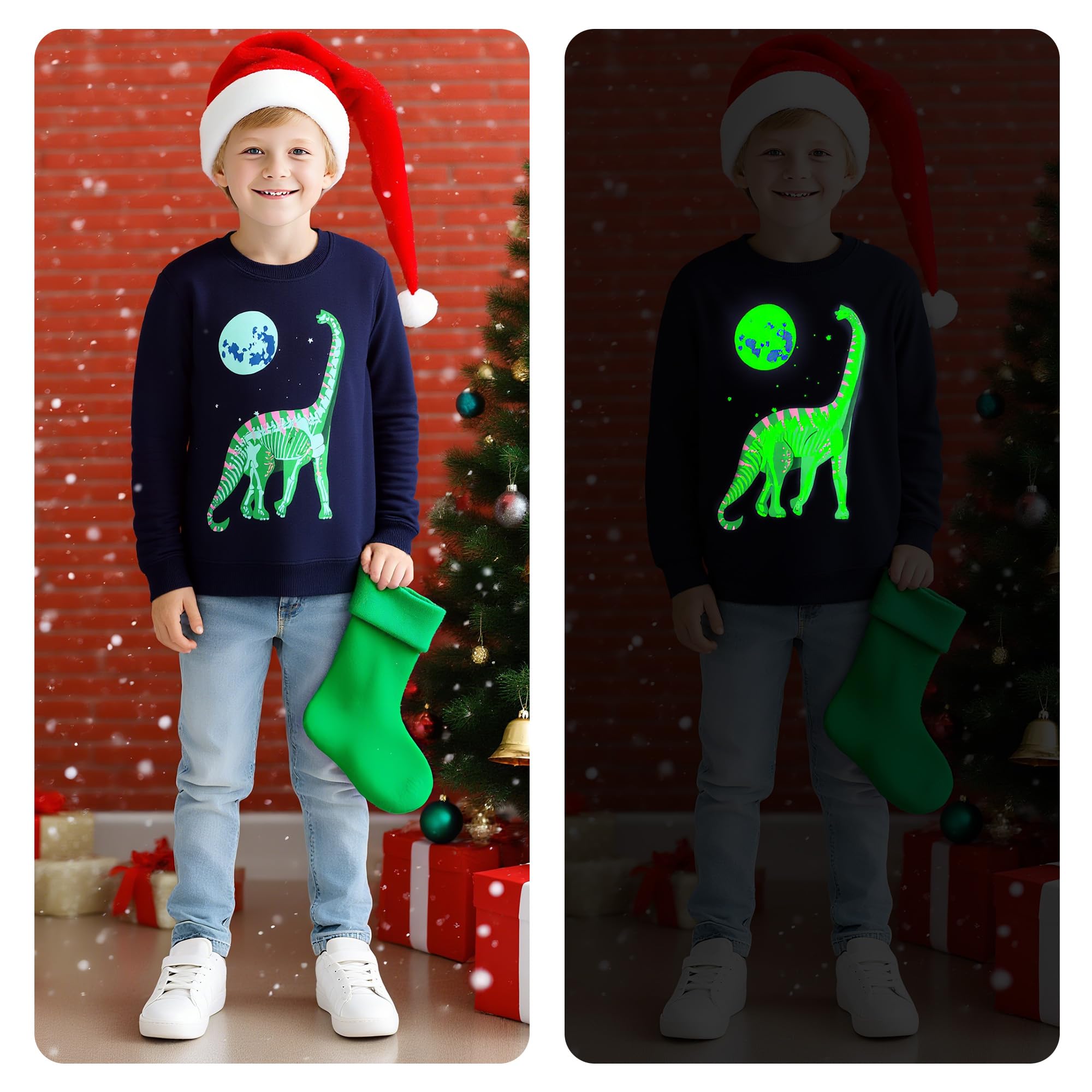 Sudaderas Niño Algodón Dinosaurio Dibujos Pullover Cuello Redondo Manga Larga Camiseta Niños Sin-Capucha Sweatshirt Casual Deporte Jersey Infantil Ropa Regalo para 2-7 Años