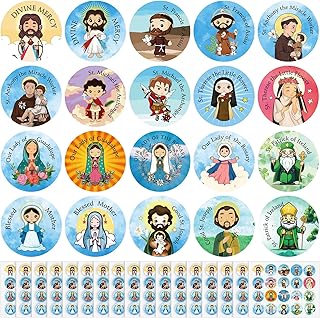 Frienda 600 Pcs Christian Religious Stickers Mini Saints Catholic Stickers Bulk Bible VBS Jesus Cutouts Easter Religious Cutouts He is Risen Cartoon Drawn Art Scripture Craft for Church Sunday School