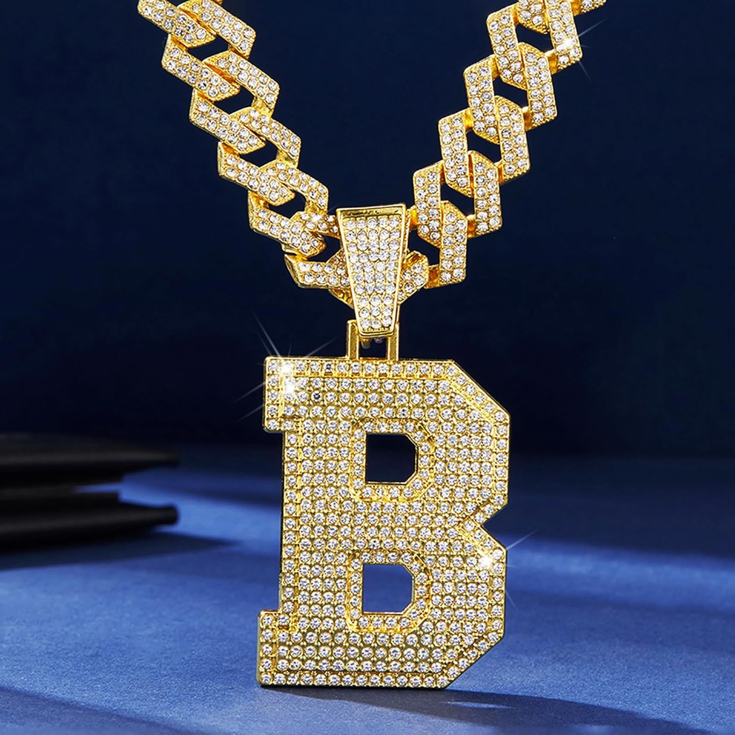 Cuban Link Chain for Men, Miami Men's Chain Silver Gold Plated Necklace for Diamond Chain for Ice Chain Hip Hop Jewelry Gift, Rhinestone pendant necklace for fashion jewelry - Image 4