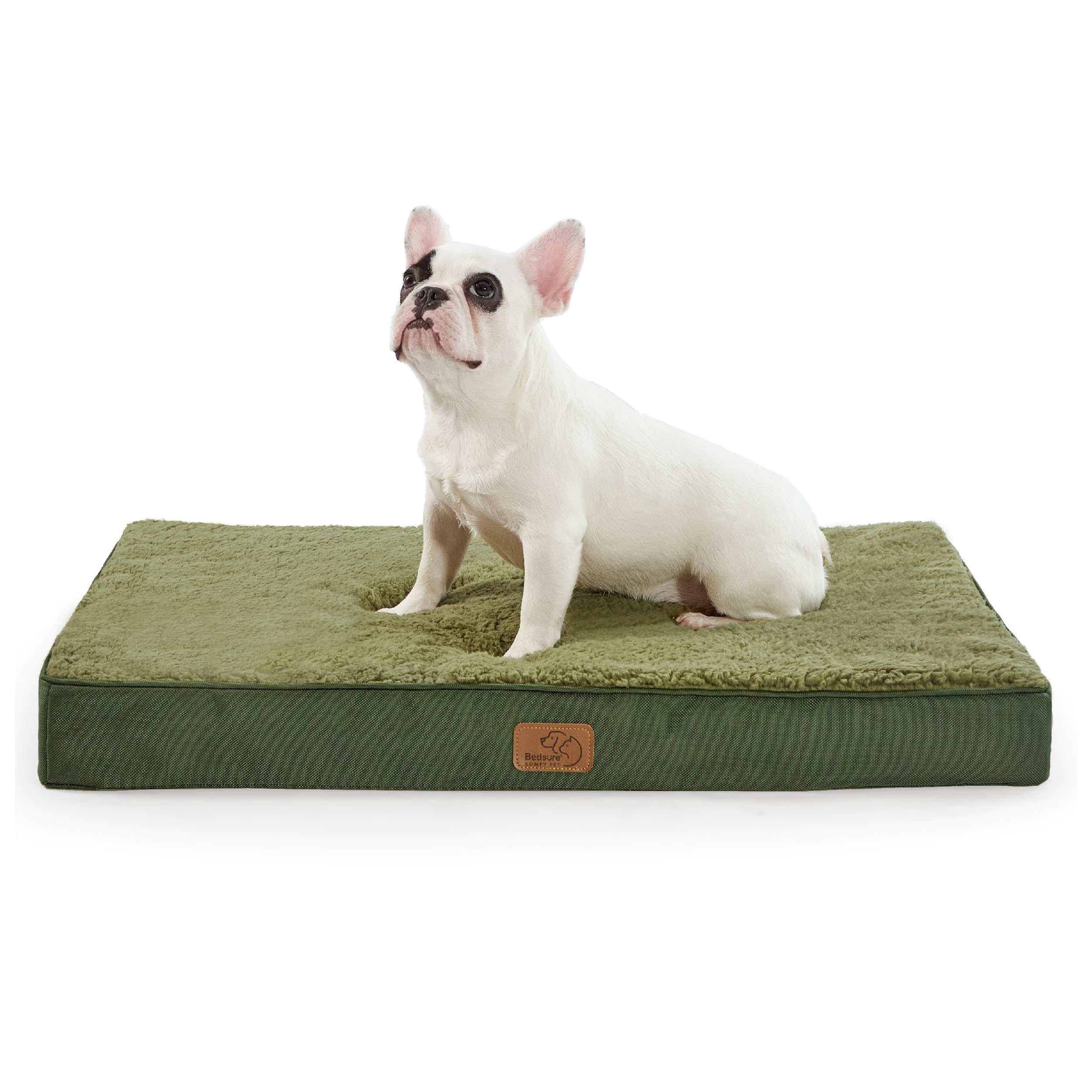Bedsure Cuscino per Cane Medio - Materassino per Cani Taglia Media Interno Cuscino Cane Sfoderabile Lavabile 76x51x7.6 cm, Verde