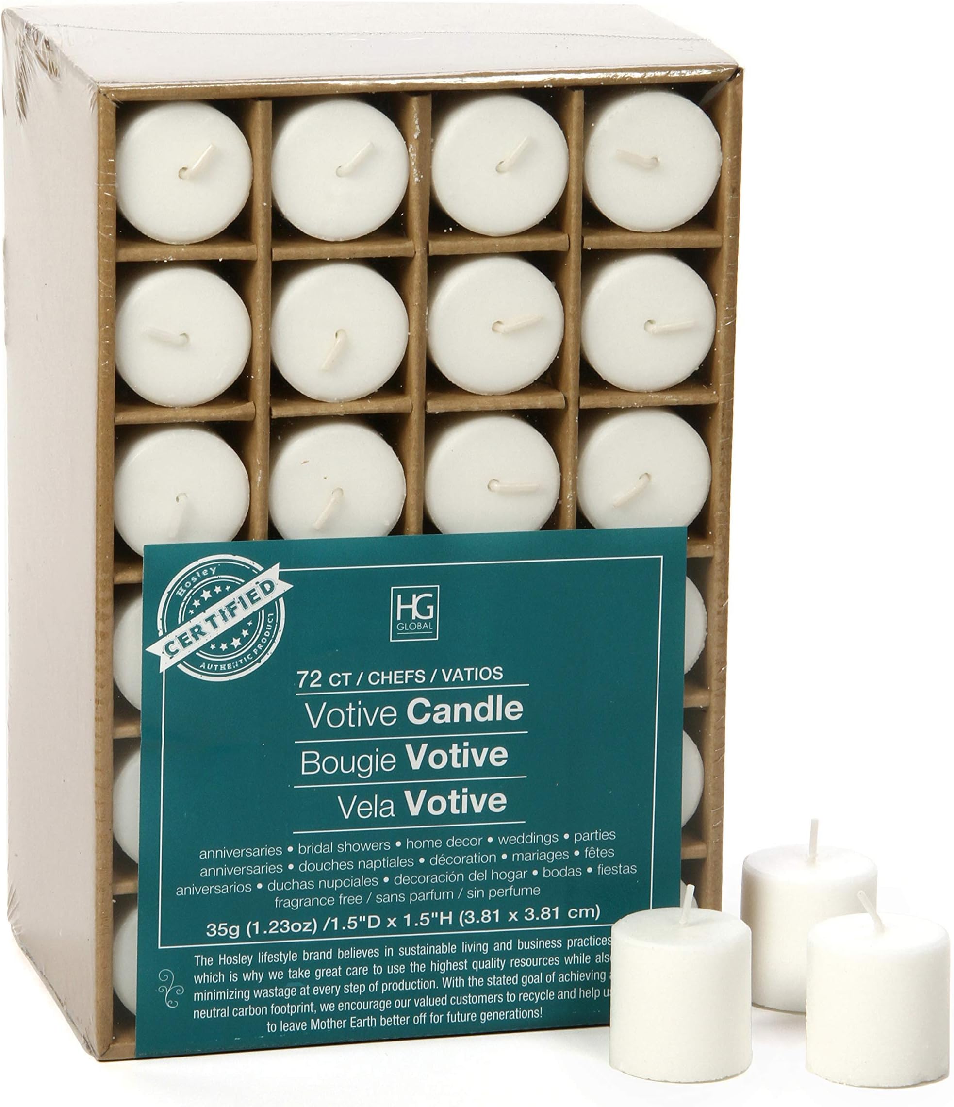 Unscented White Votive Candles, 72-Pack – Clean-Burning, Long-Lasting 10-12 Hour Burn – Ideal for Weddings, Home Décor, Spa, Events – Bulk Value for Versatile Use