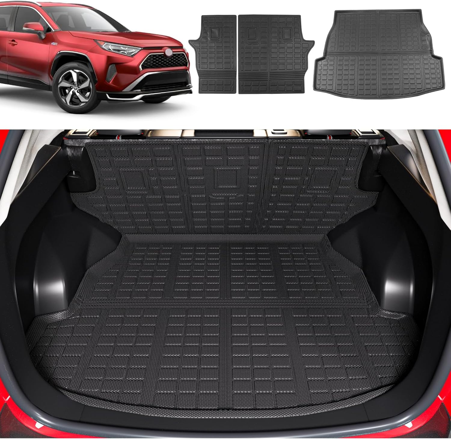 Xipoo Cargo Liner Compatible with 2019-2024 Toyota RAV4 Rear Trunk Mat Backrest Mat Seat Back Cover Replacement for 2019-2024 Toyota RAV4 Accessories (Fit 19-24 RAV4,Rear Trunk Mat+Backrest Mat) Rear Trunk Mat+Backrest Mat Fit 19-23 RAV4