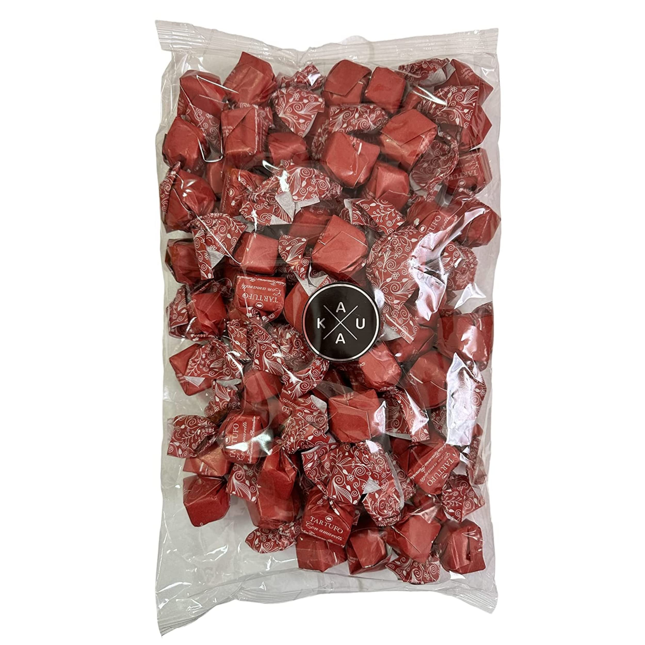 Antica Torroneria Piemontese Tartufi Dolci con Amaretti: Exquisite Trüffelpralinen mit Amarettini-Keksstückchen, Italienische Schokoladentrüffel, 1KG Beutel mit 14g je Praline. KAUKAU Edition.