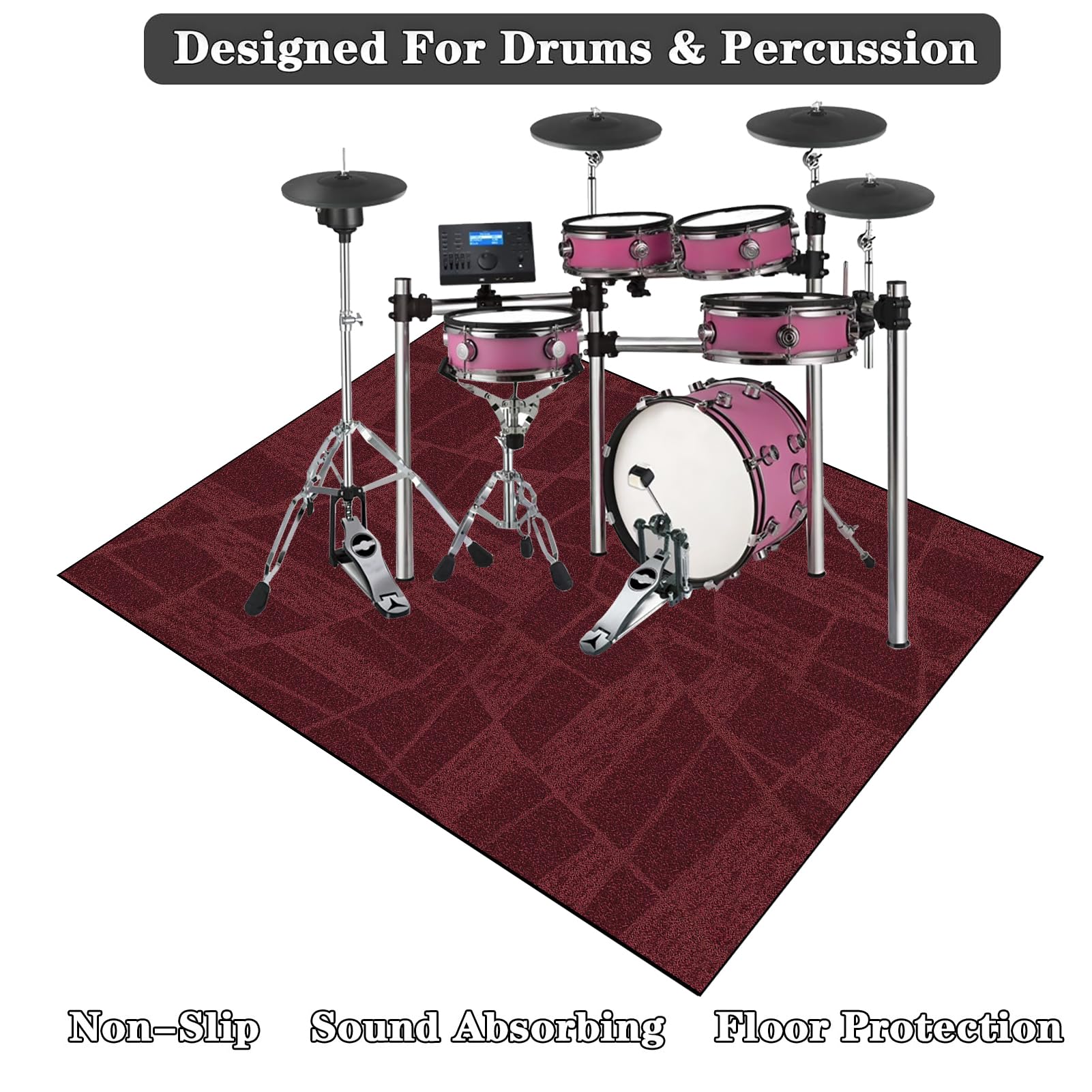 Schallschutz Teppichmatte 160 x 120 cm | Trommel Teppiche Drum Rug Drum Teppich | rutschfeste Drum Matte für Akustik Schlagzeug Drum Kits Bass Drum Elektronisch Snare Klavier Musikinstrumente Teppich