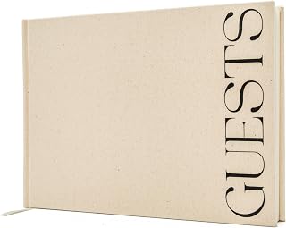 Cream Guest Book (Design 3) - 9.5 x 7 Real Linen Hardcover Guestbook for Wedding Ceremony Reception Signin, to Add Polaroid & Write Messages, Bridal Baby Shower Engagement Birthday Party, Small Size