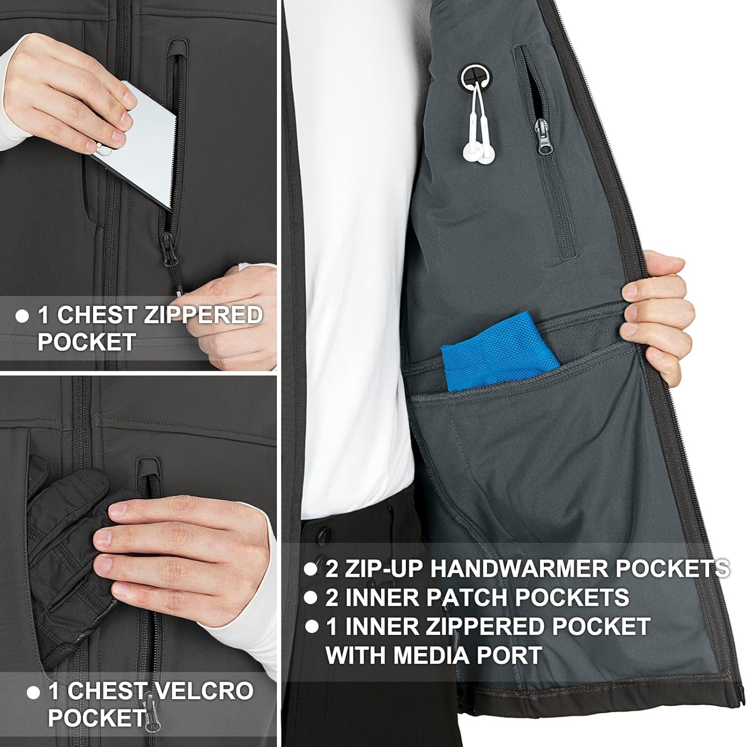 33,000ft Men's Lightweight Softshell Vest Outerwear Zip Up Fleece Lined Windproof Sleeveless Jacket for Golf Running Hiking - Image 4