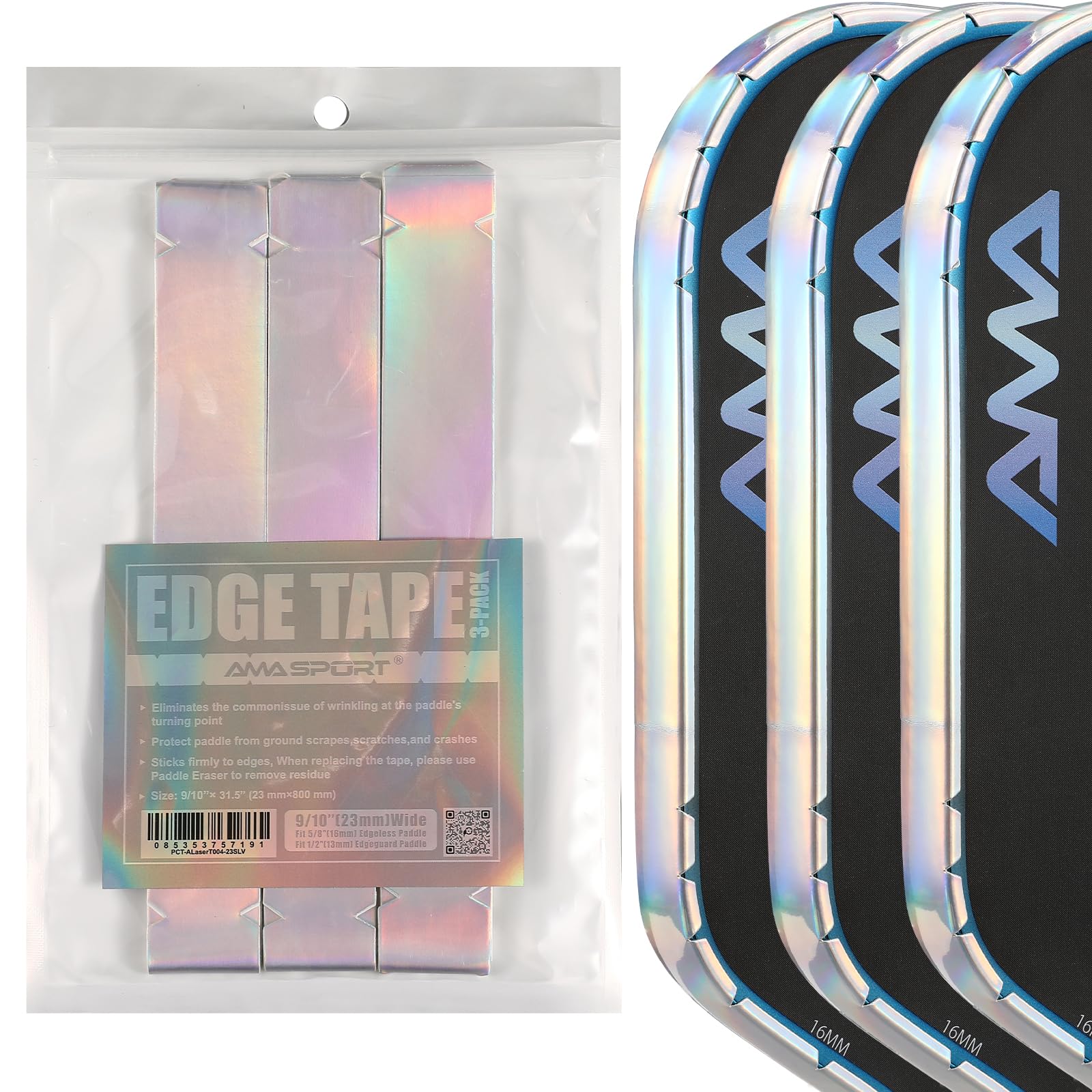 PICKLETECH AMA Sport LaserEdge Pickleball Paddle Edge Protection Tape – Stunning Color Shifting Design-Paddle Head Edge Guard-Fit Perfectly Curved Edge -No Wrinkling-image-19