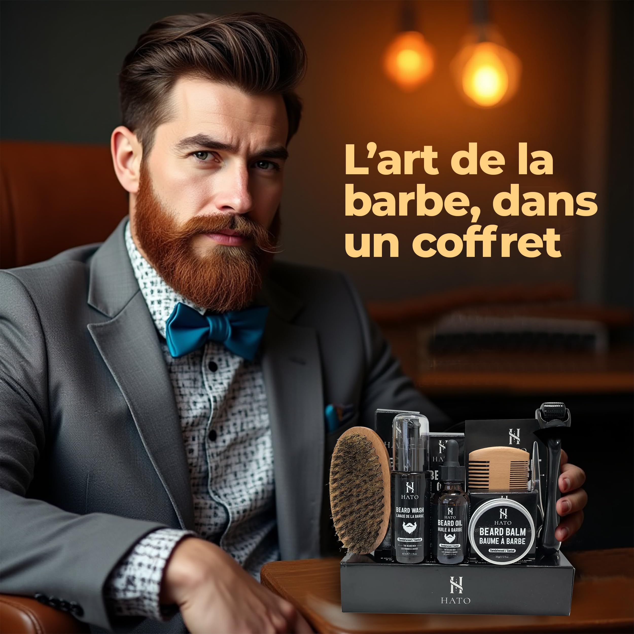 HATO Beard Kit, zestaw do pielęgnacji brody dla mężczyzn, L'Homme à Barbe